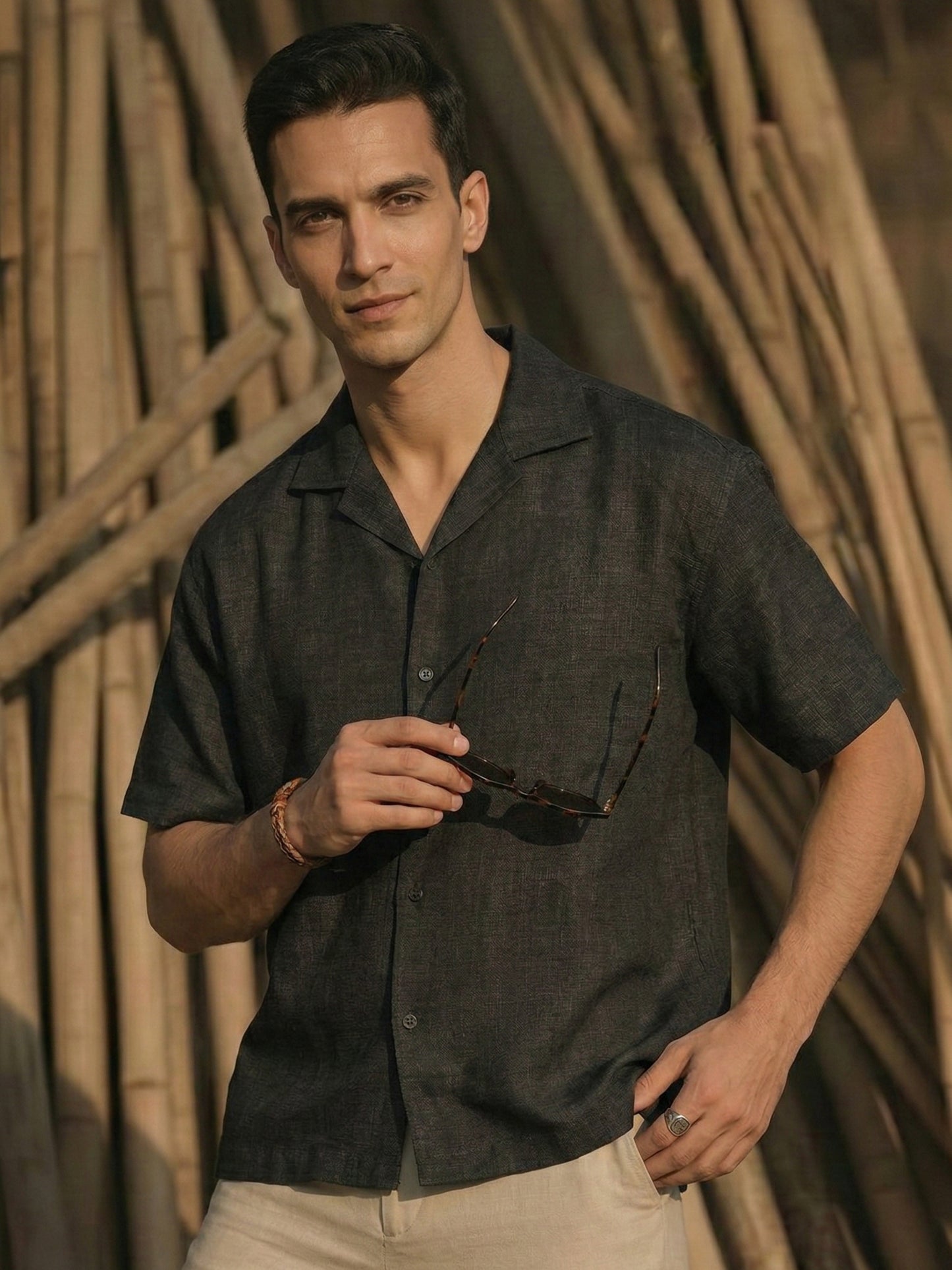 Black Linen Oversized Shirt