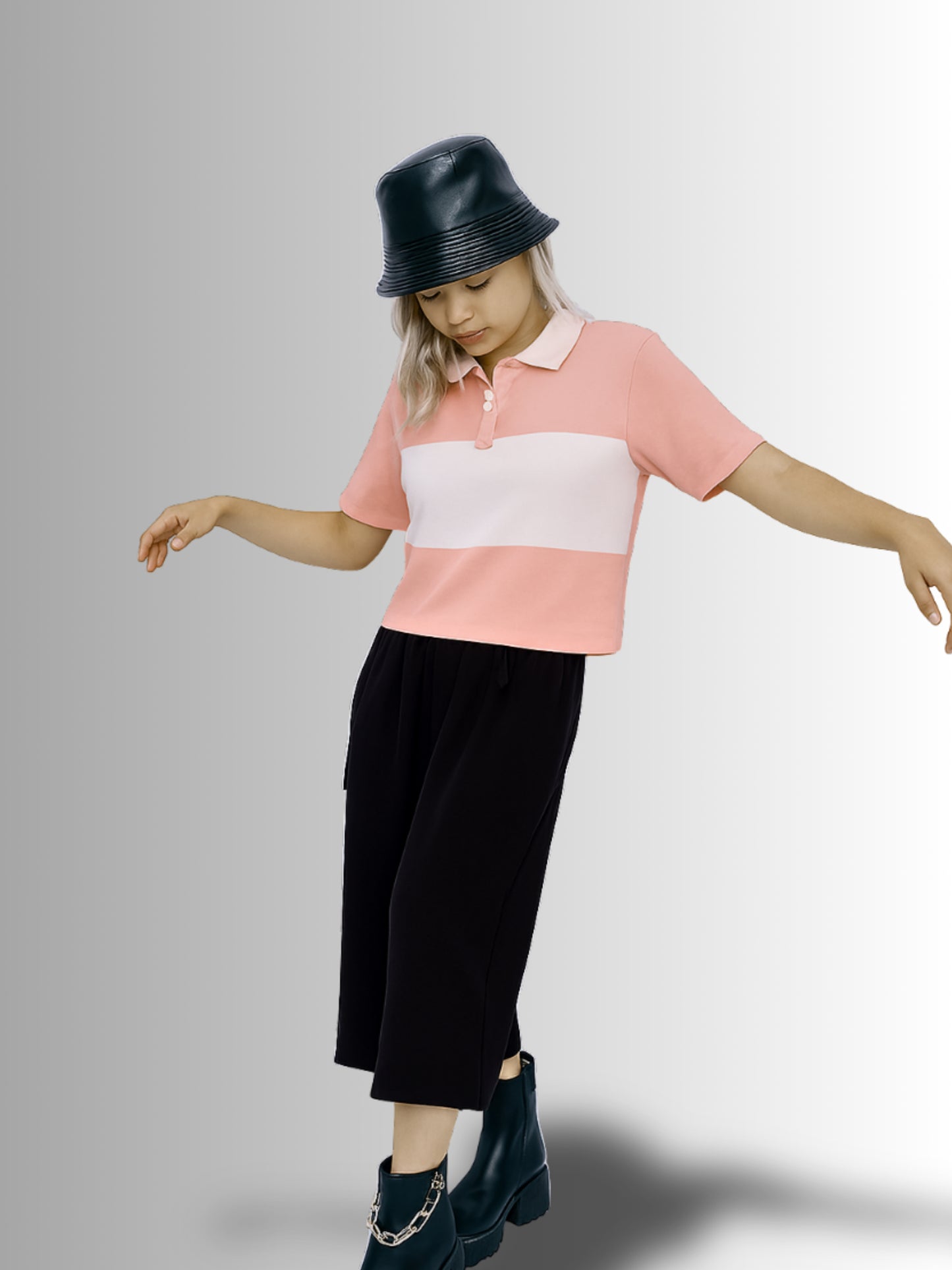 Sky pink white oversized polo