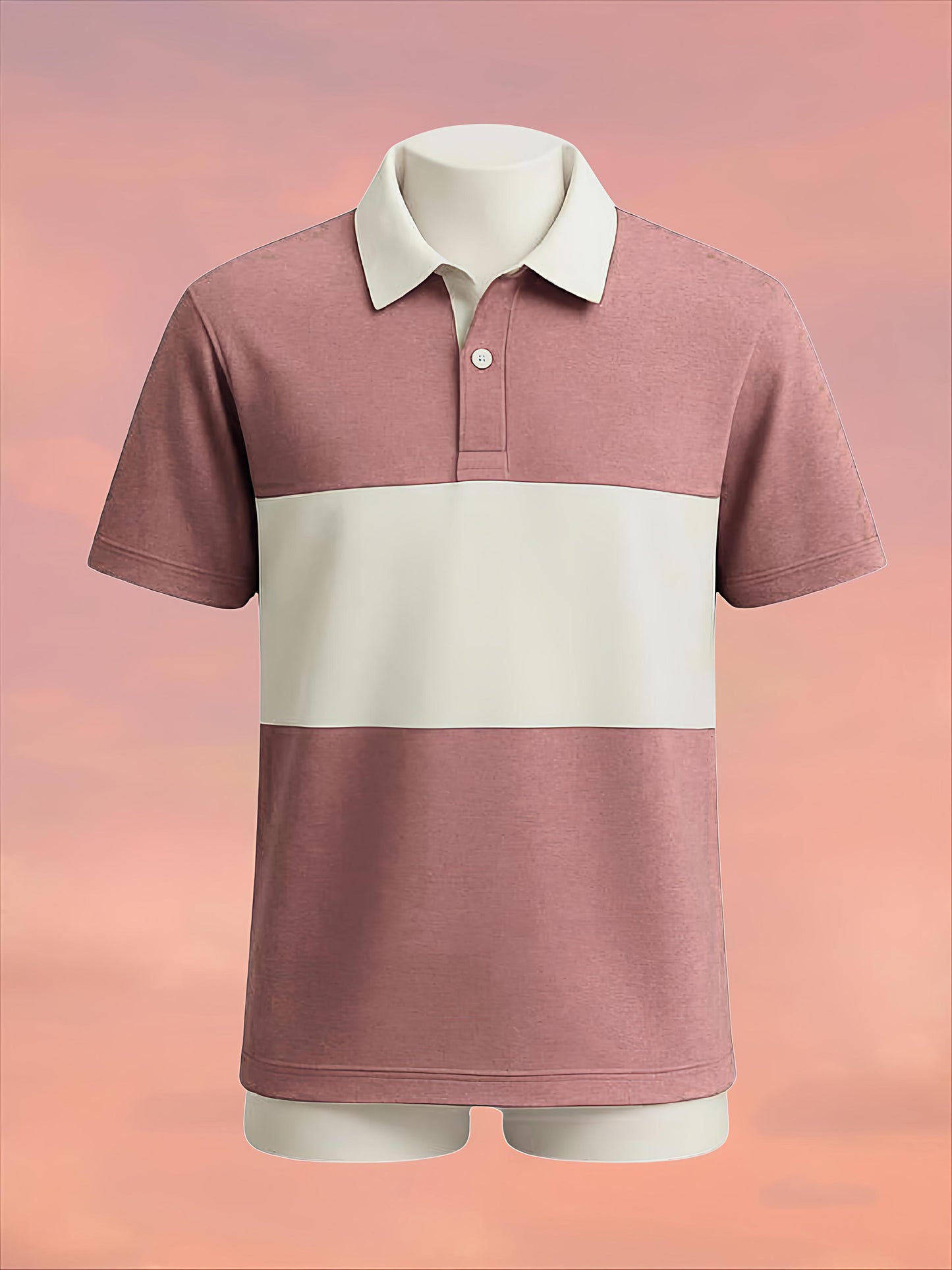 Sky pink white oversized polo