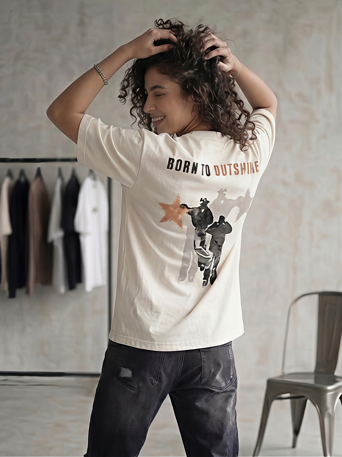 Born To Outshine — Off-White Oversized Tee