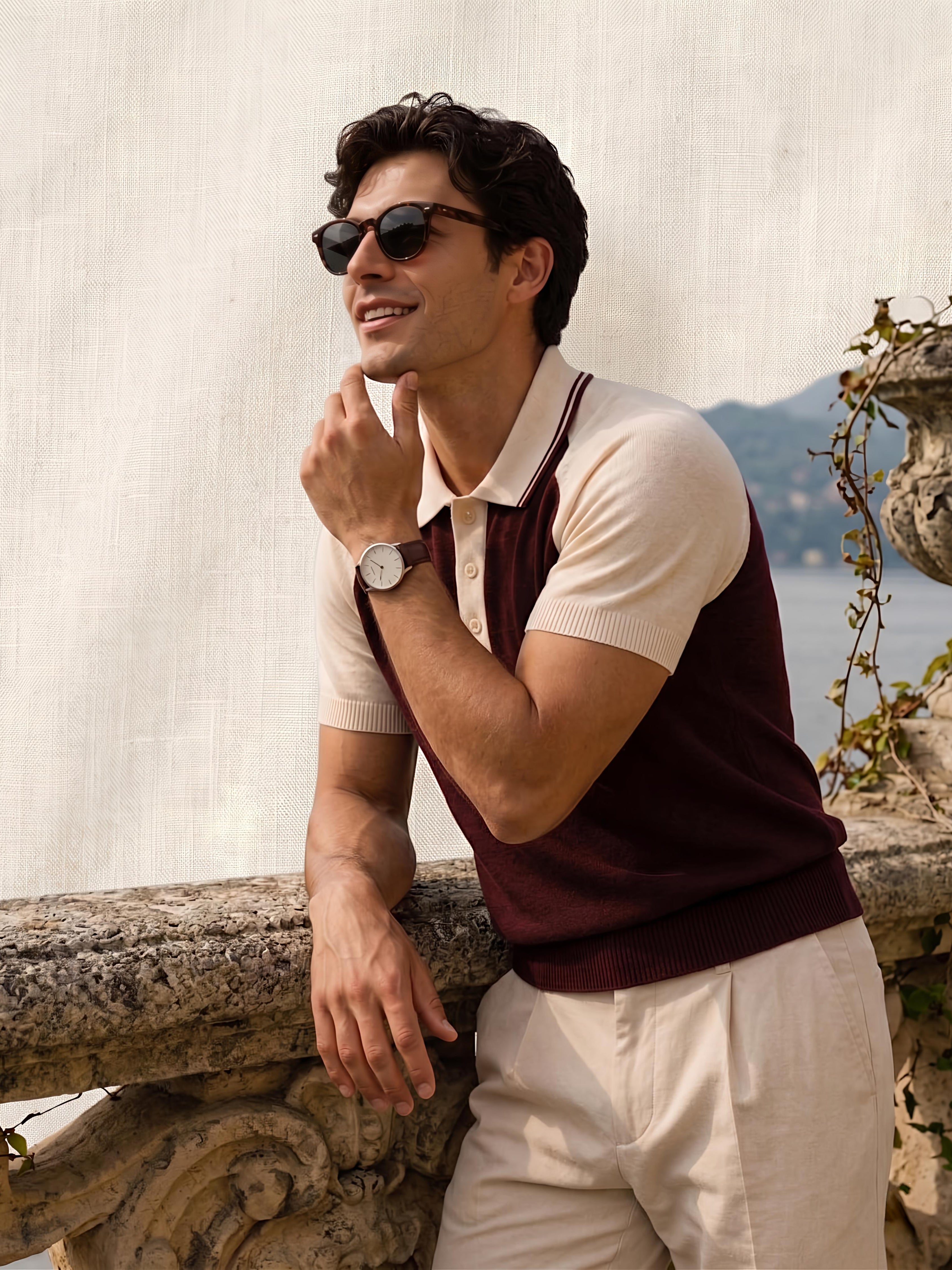 Maroon Knitted Raglan Polo