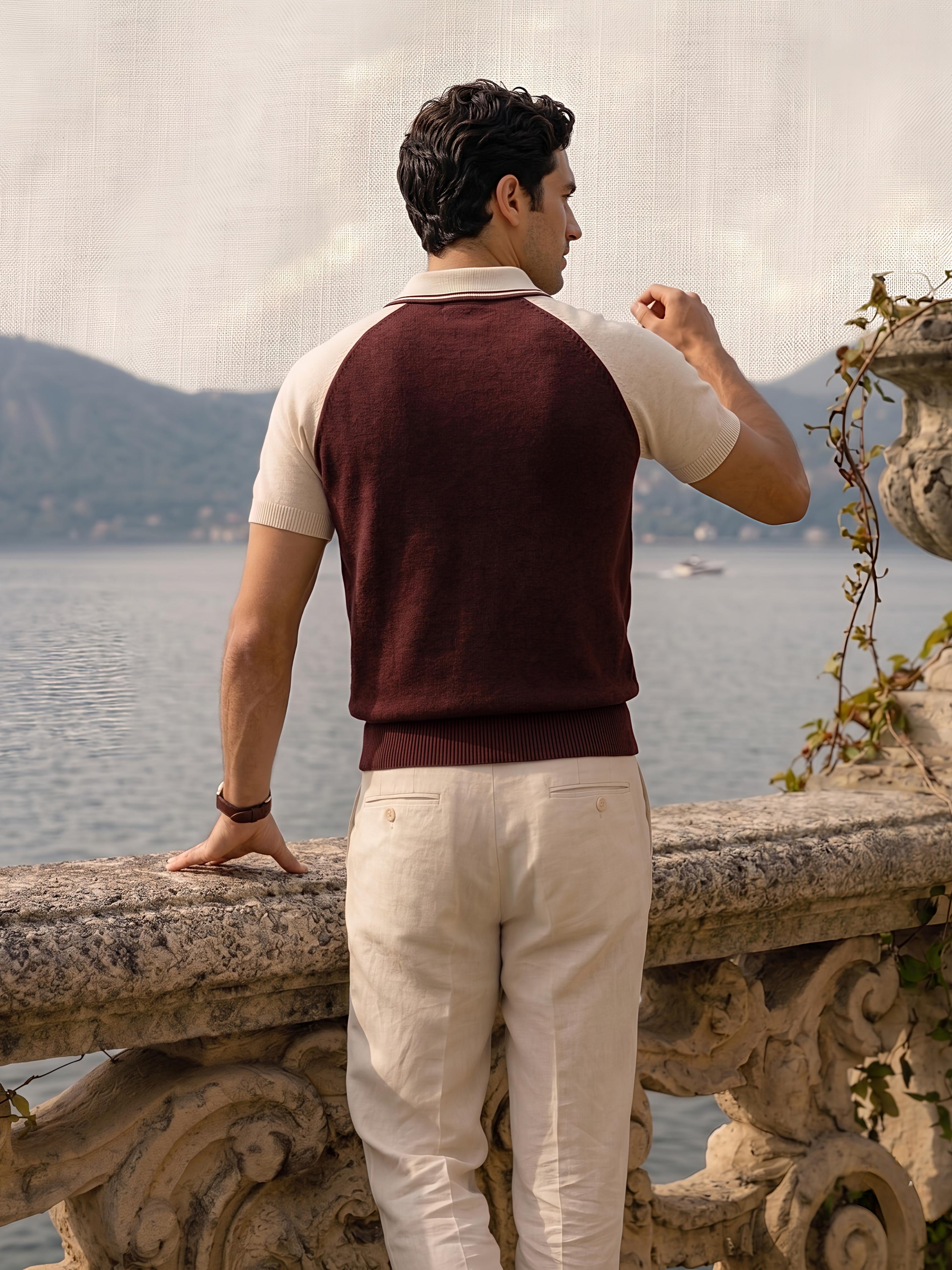 Maroon Knitted Raglan Polo