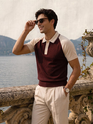 Maroon Knitted Raglan Polo