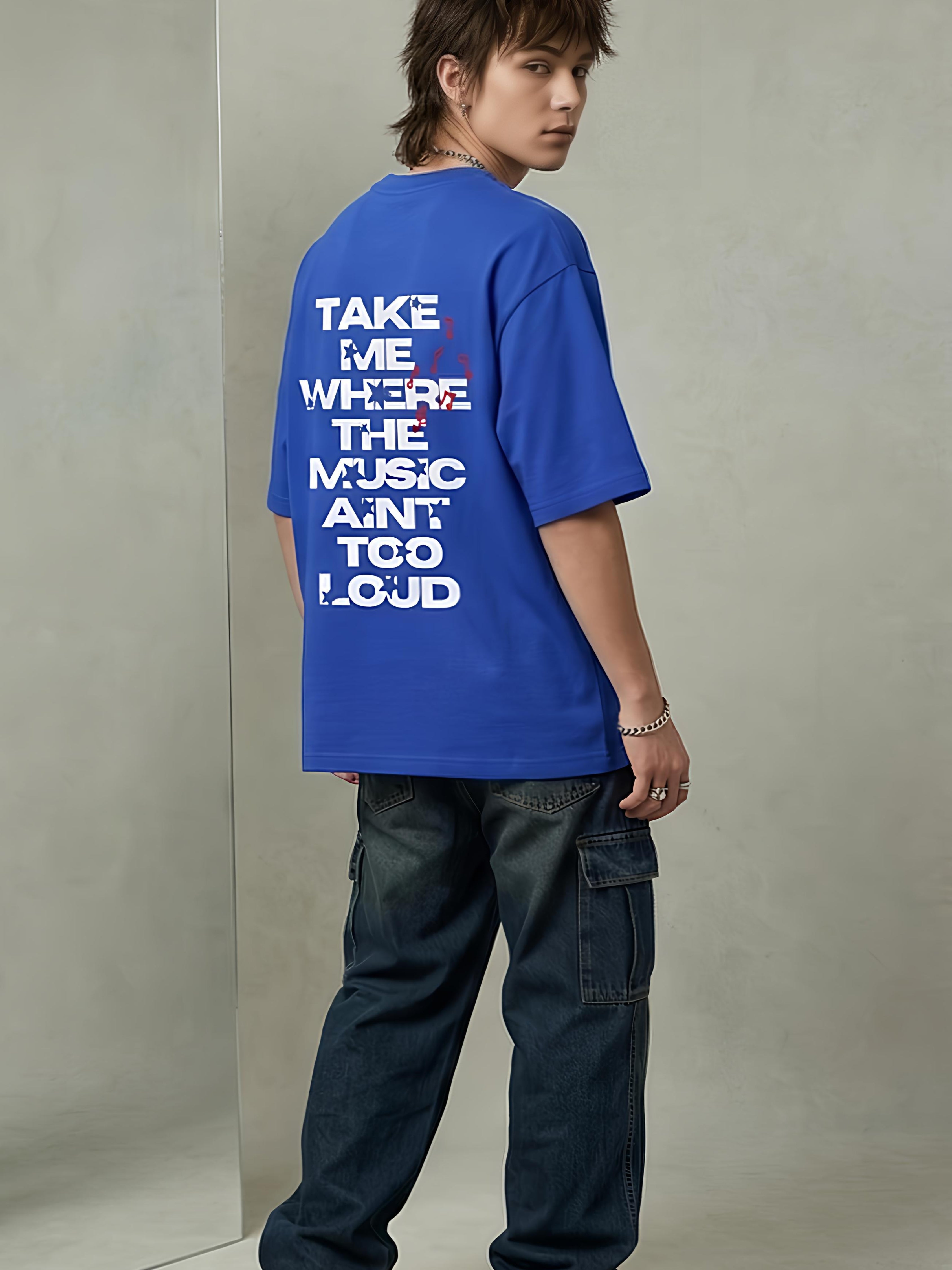 TAKE ME WHERE THE MUSIC — Royal Blue Oversized Tee