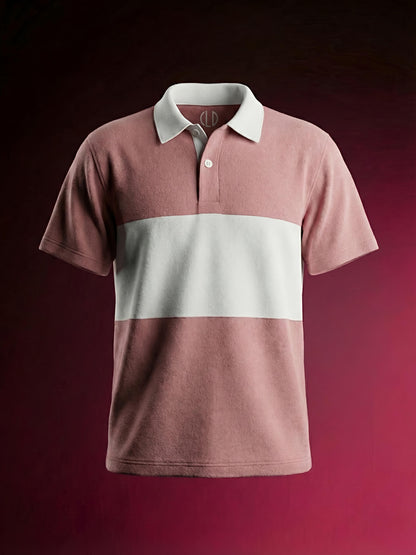 Sky pink white oversized polo