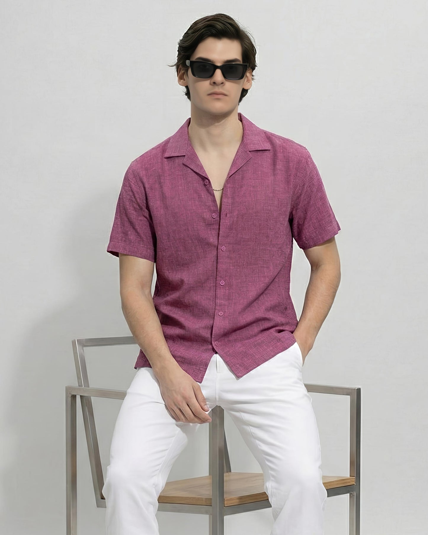 Dusty Plum Linen Oversized Shirt