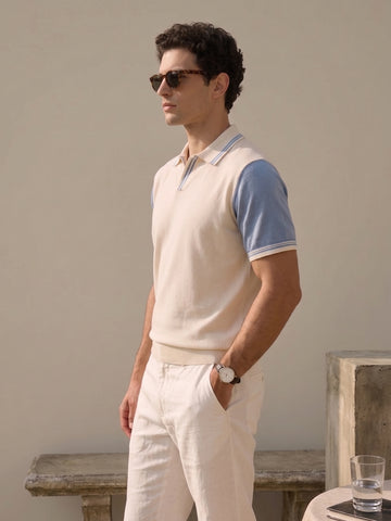 Classic Off-White Blue Knitted Polo