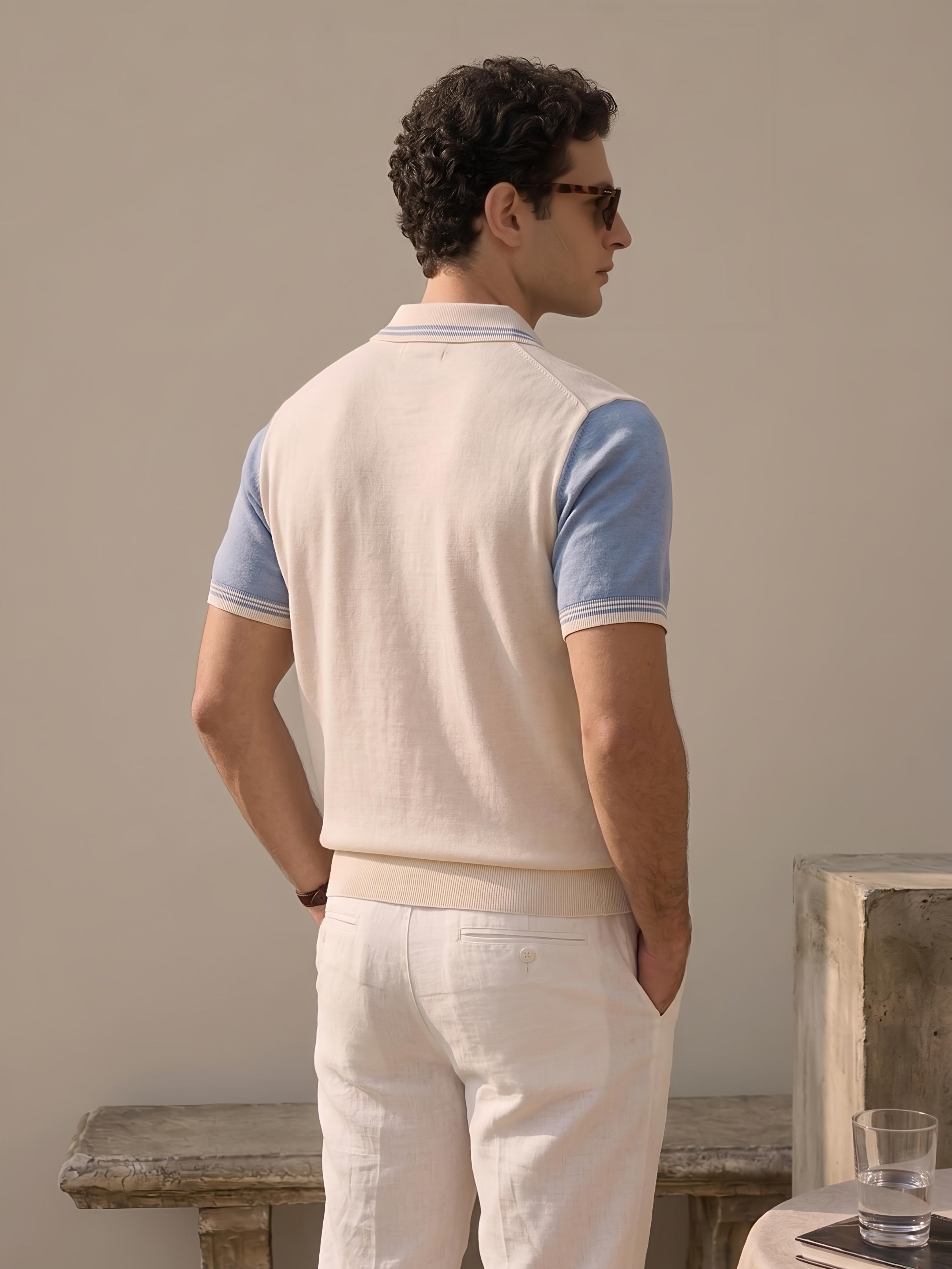 Classic Off-White Blue Knitted Polo