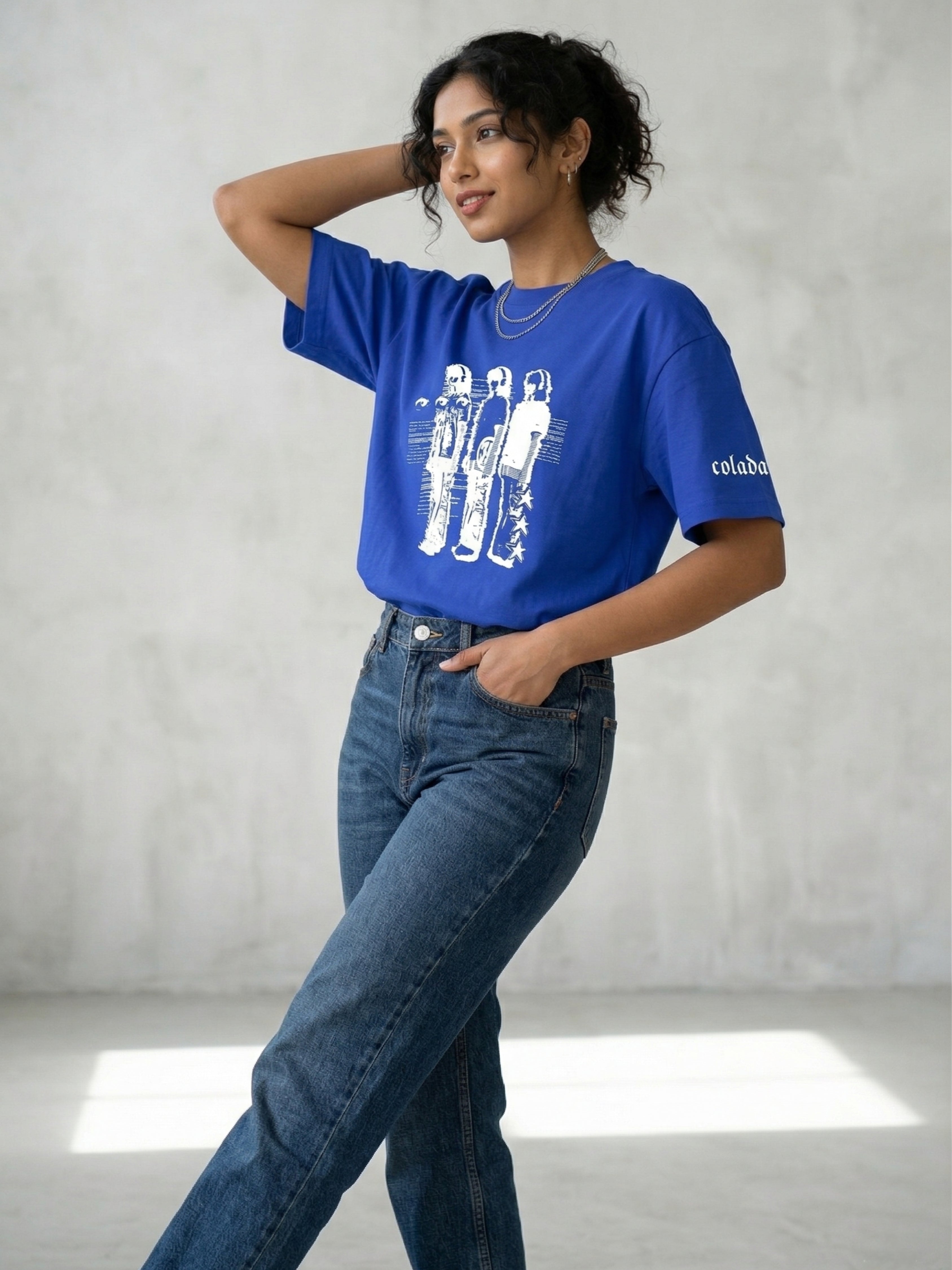 TAKE ME WHERE THE MUSIC — Royal Blue Oversized Tee