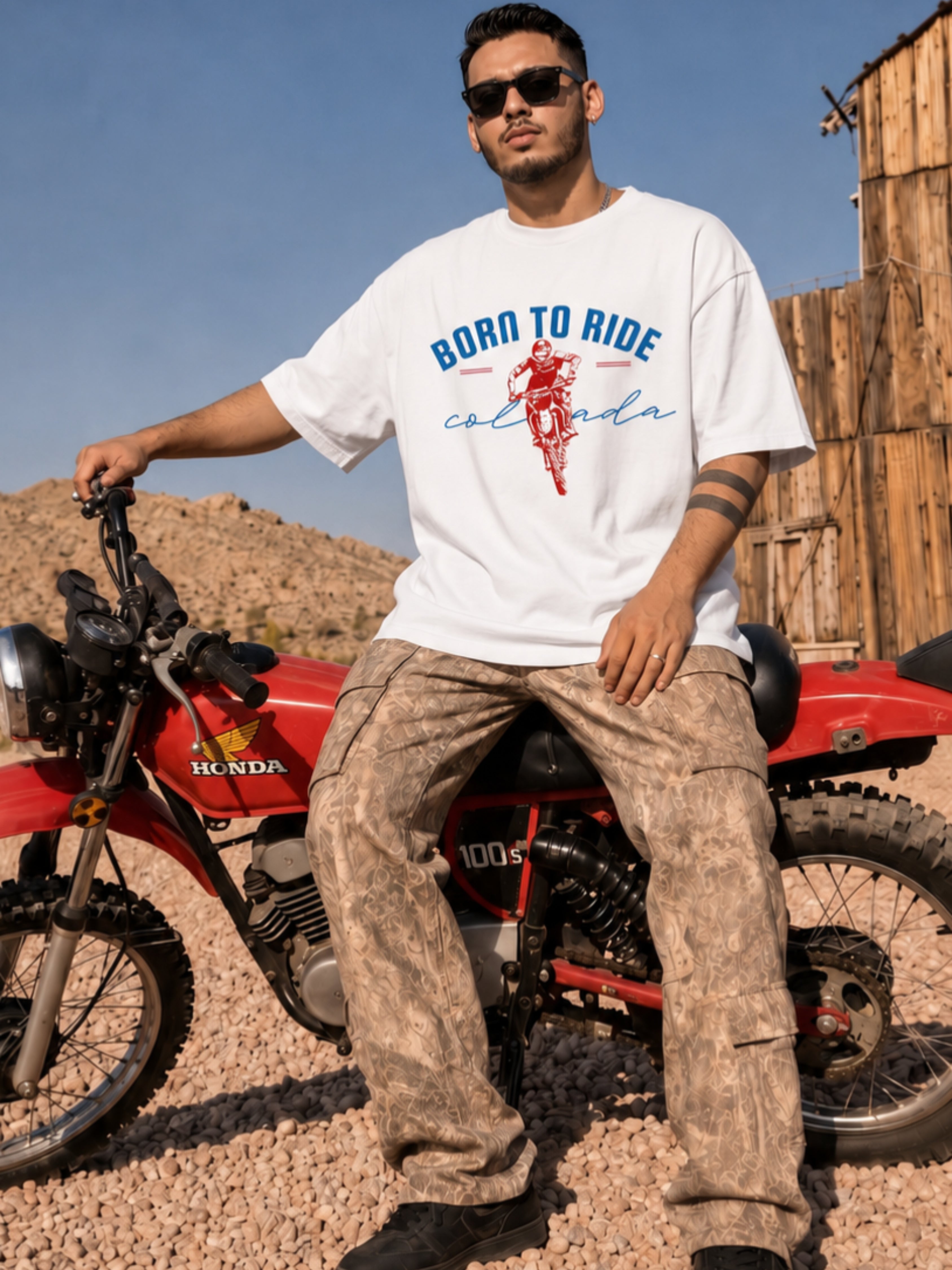 Born To Ride — White Oversized Tee