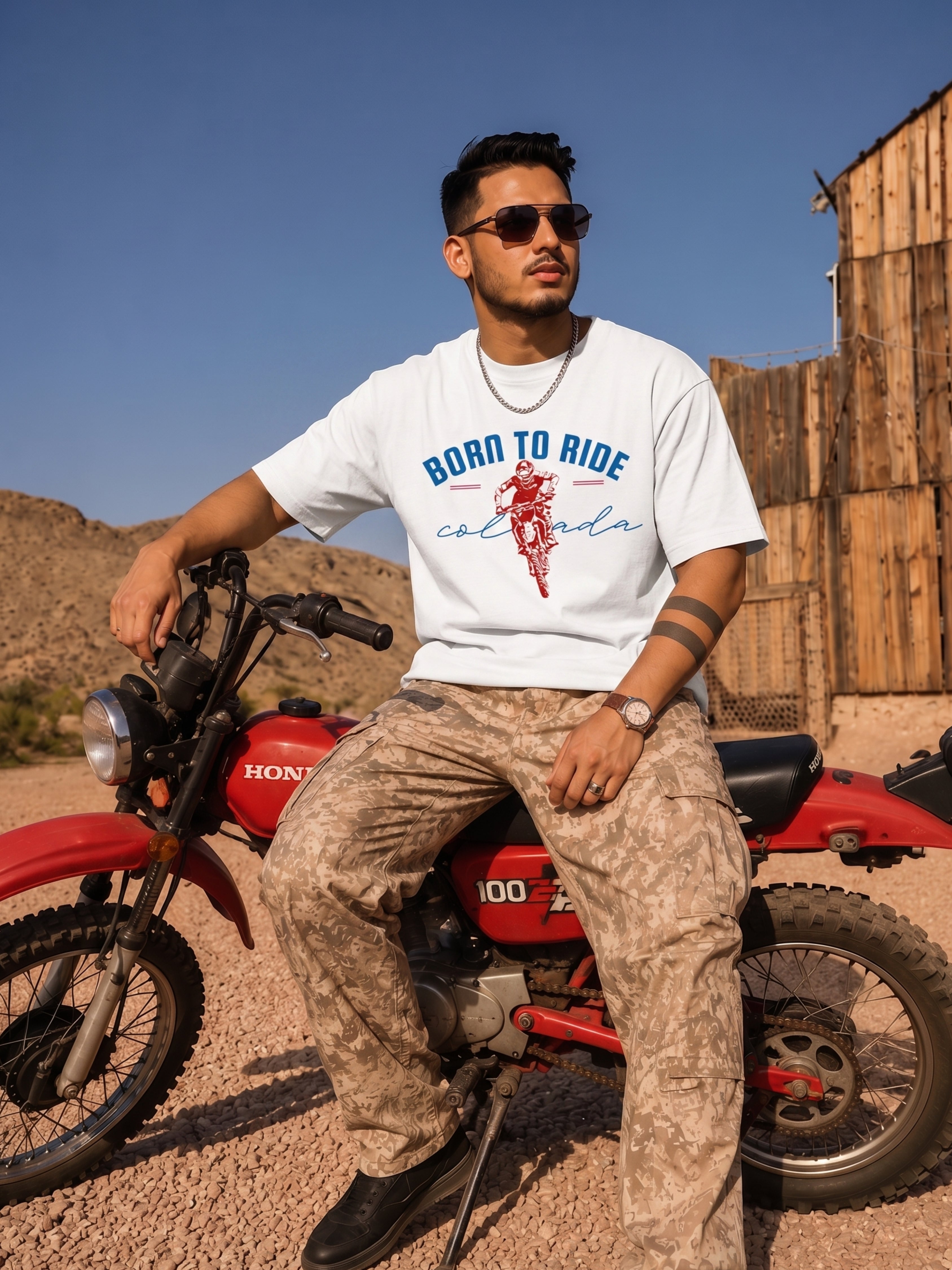 Born To Ride — White Oversized Tee