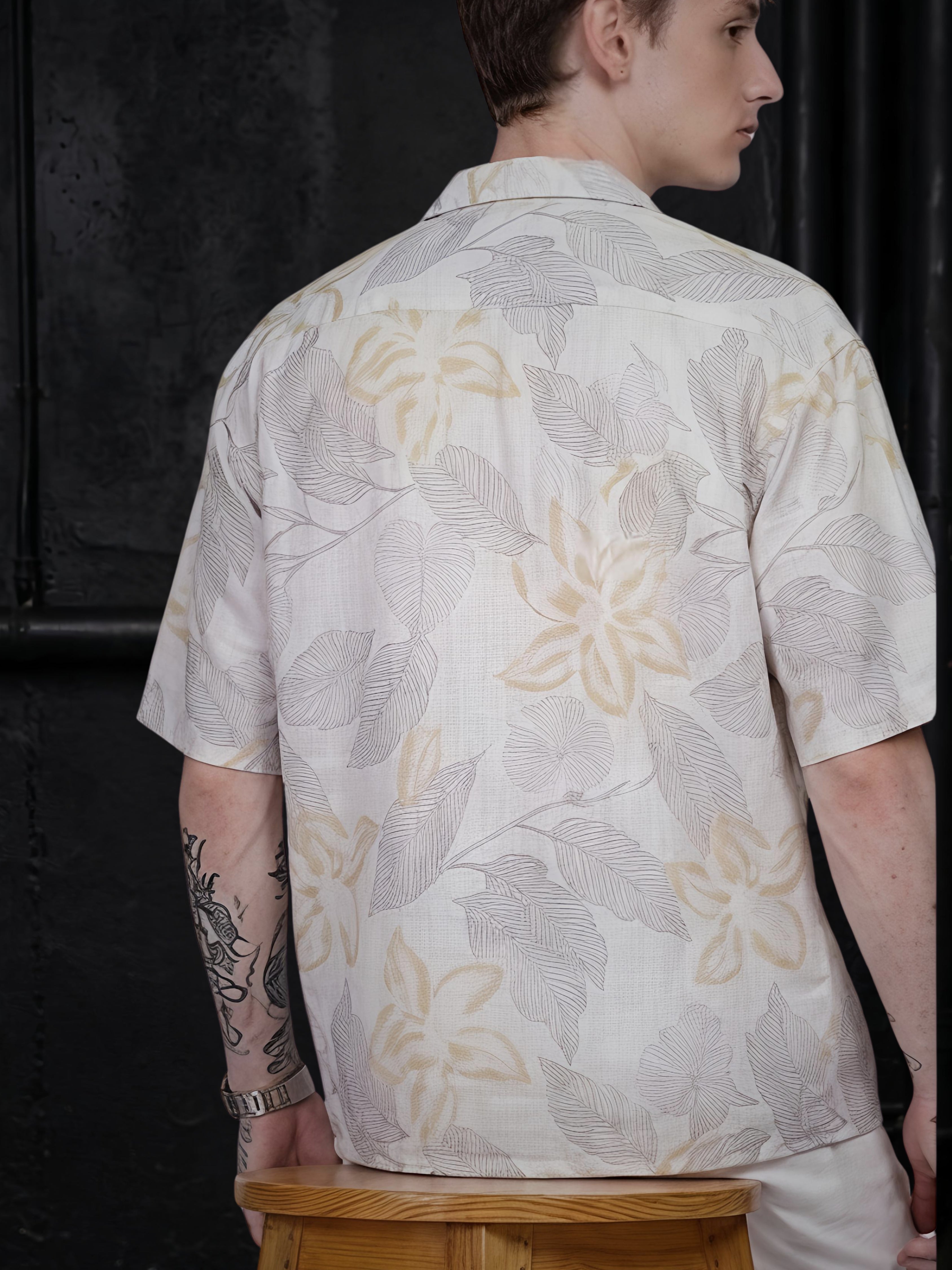 Oversized White Printed Shirt