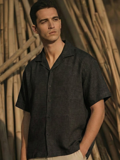 Black Linen Oversized Shirt