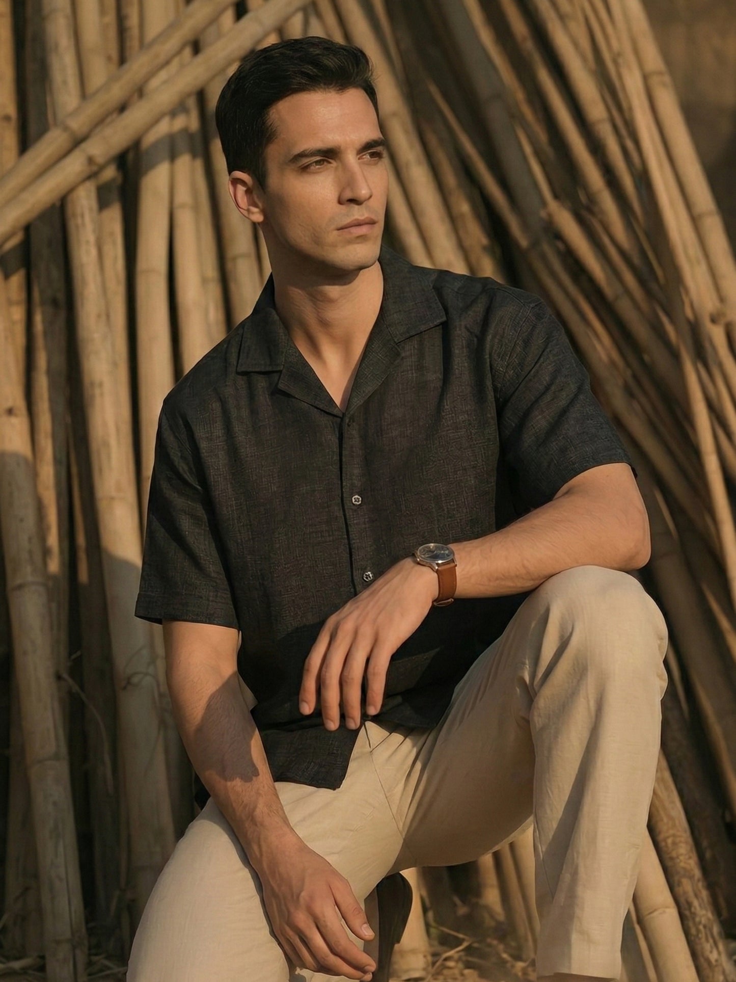 Black Linen Oversized Shirt