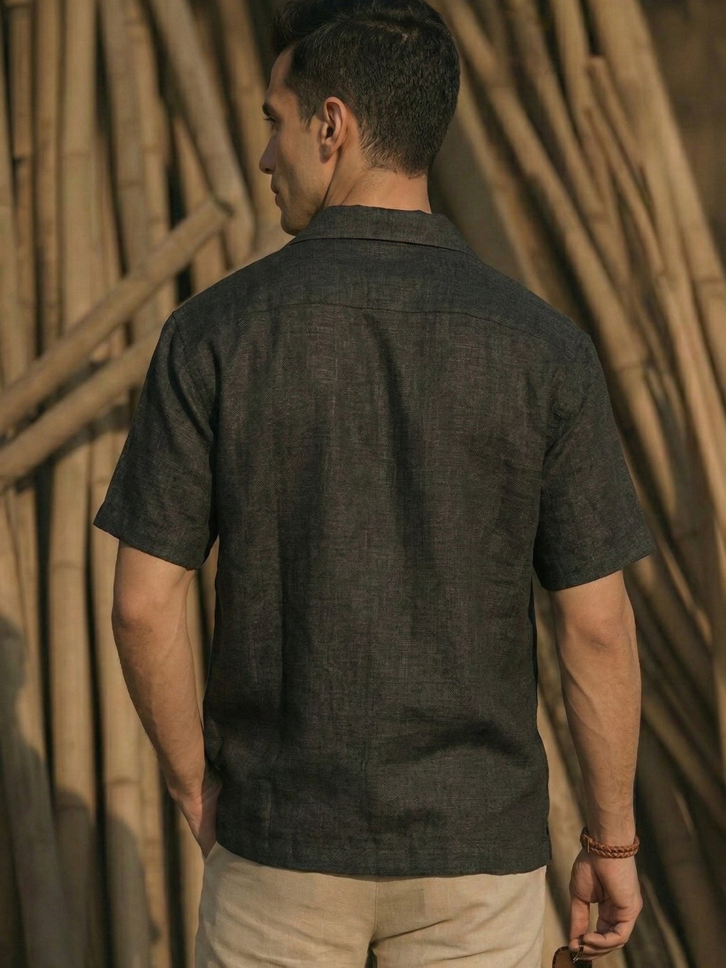 Black Linen Oversized Shirt