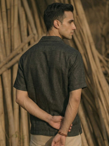 Black Linen Oversized Shirt