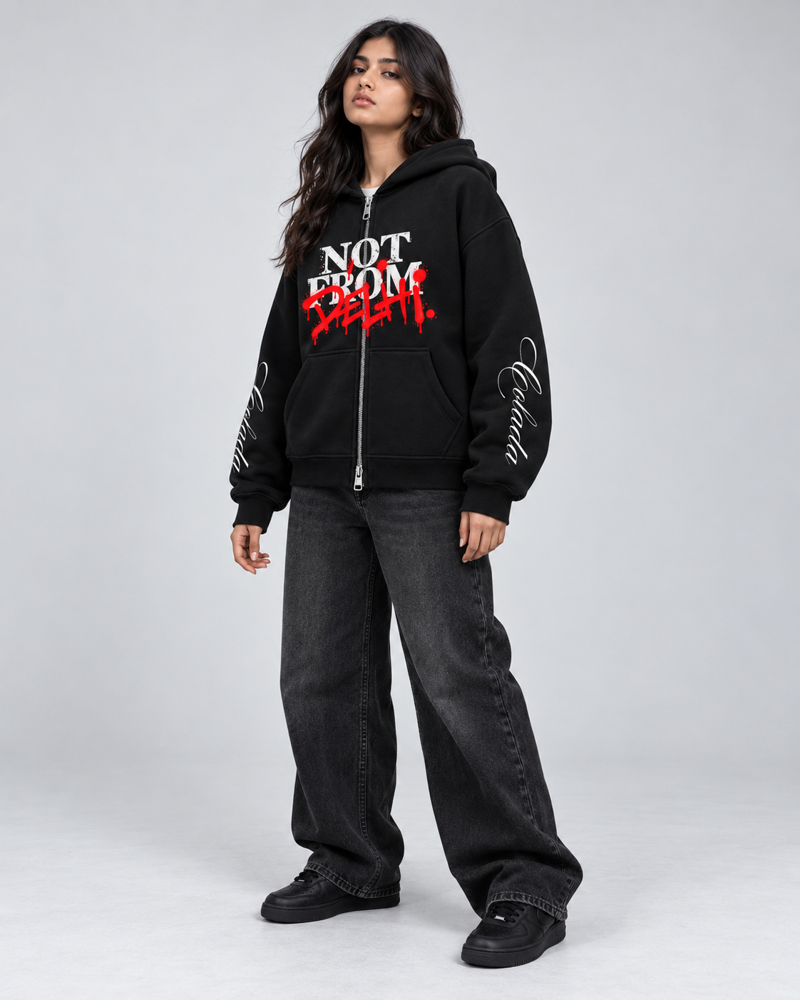 Delhi Zipper Boxy Hoodie