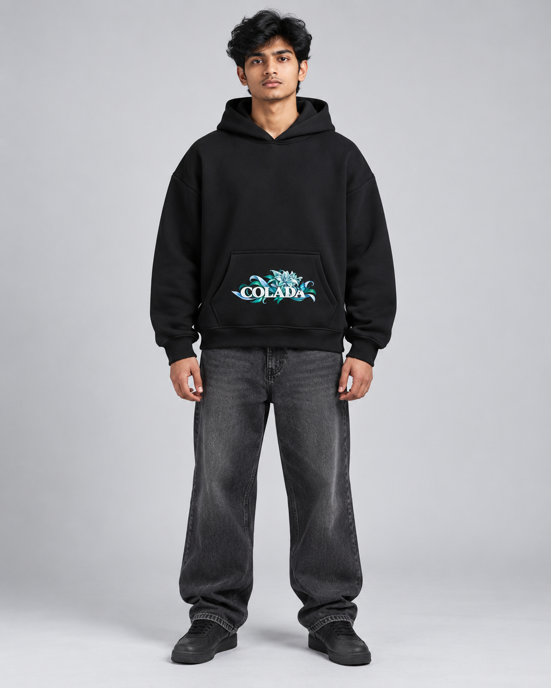 Floral Black Hoodie