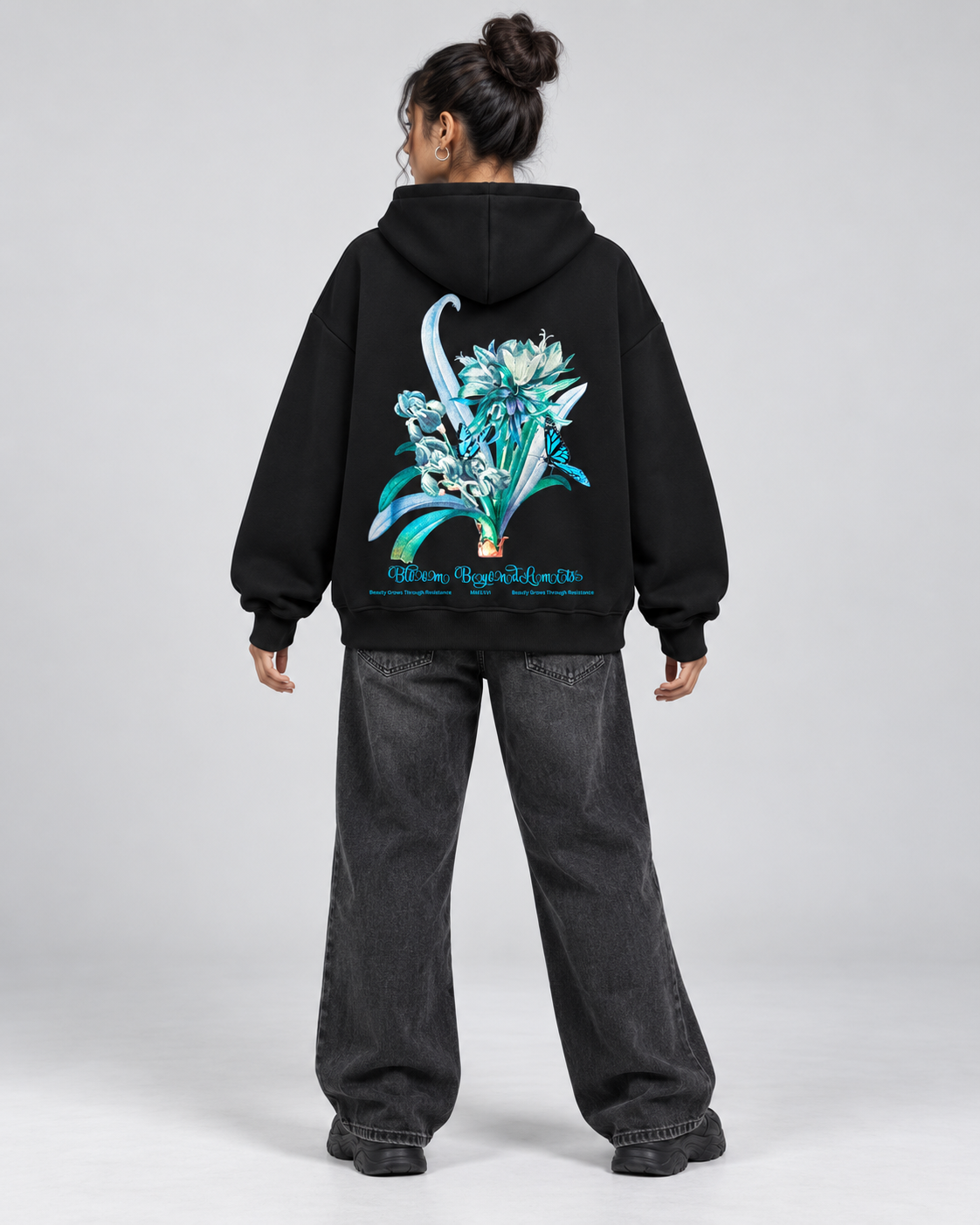 Floral Black Hoodie