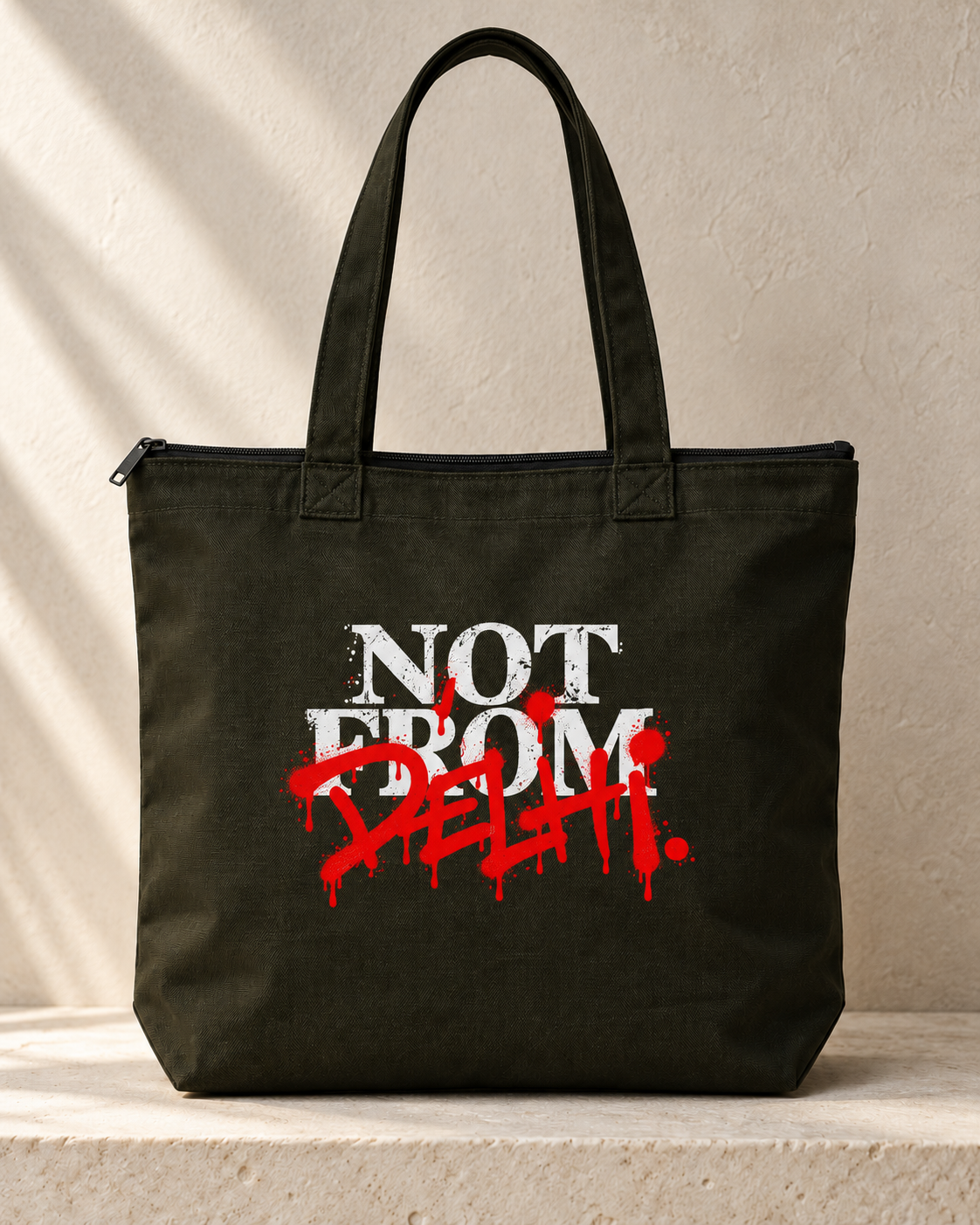 Black Zipper Tote Bag