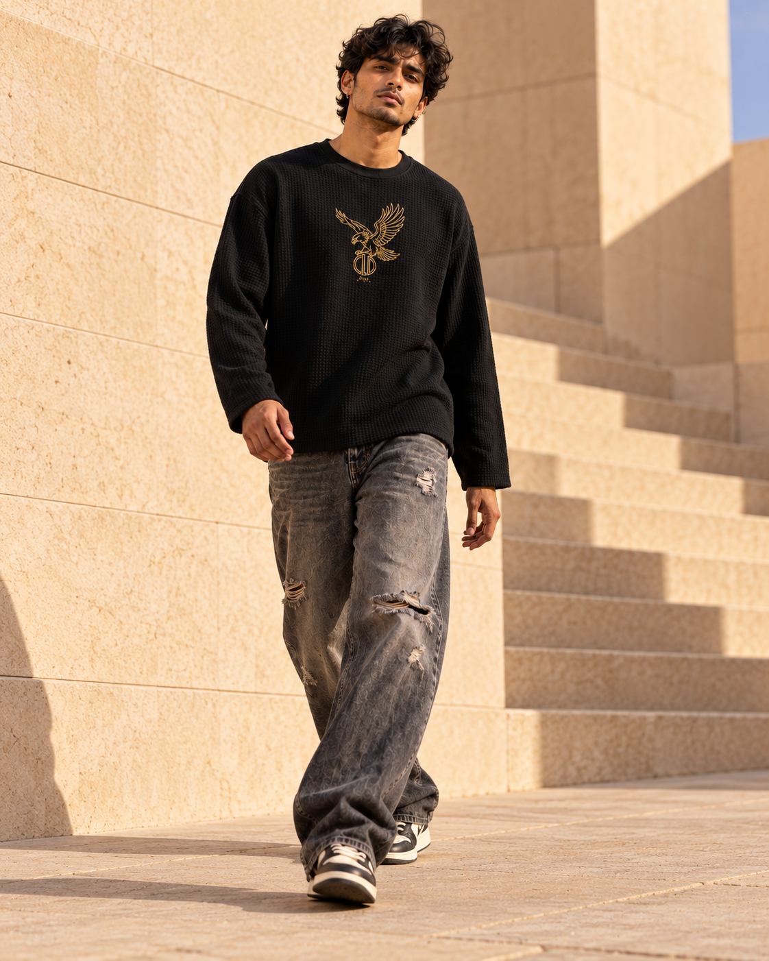 CLD Embroidery Black Waffle