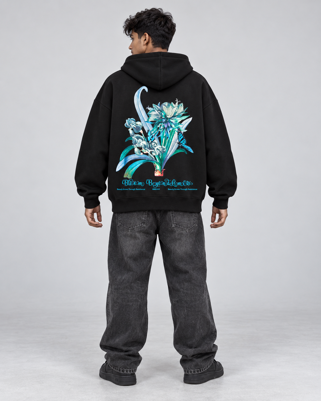 Floral Black Hoodie