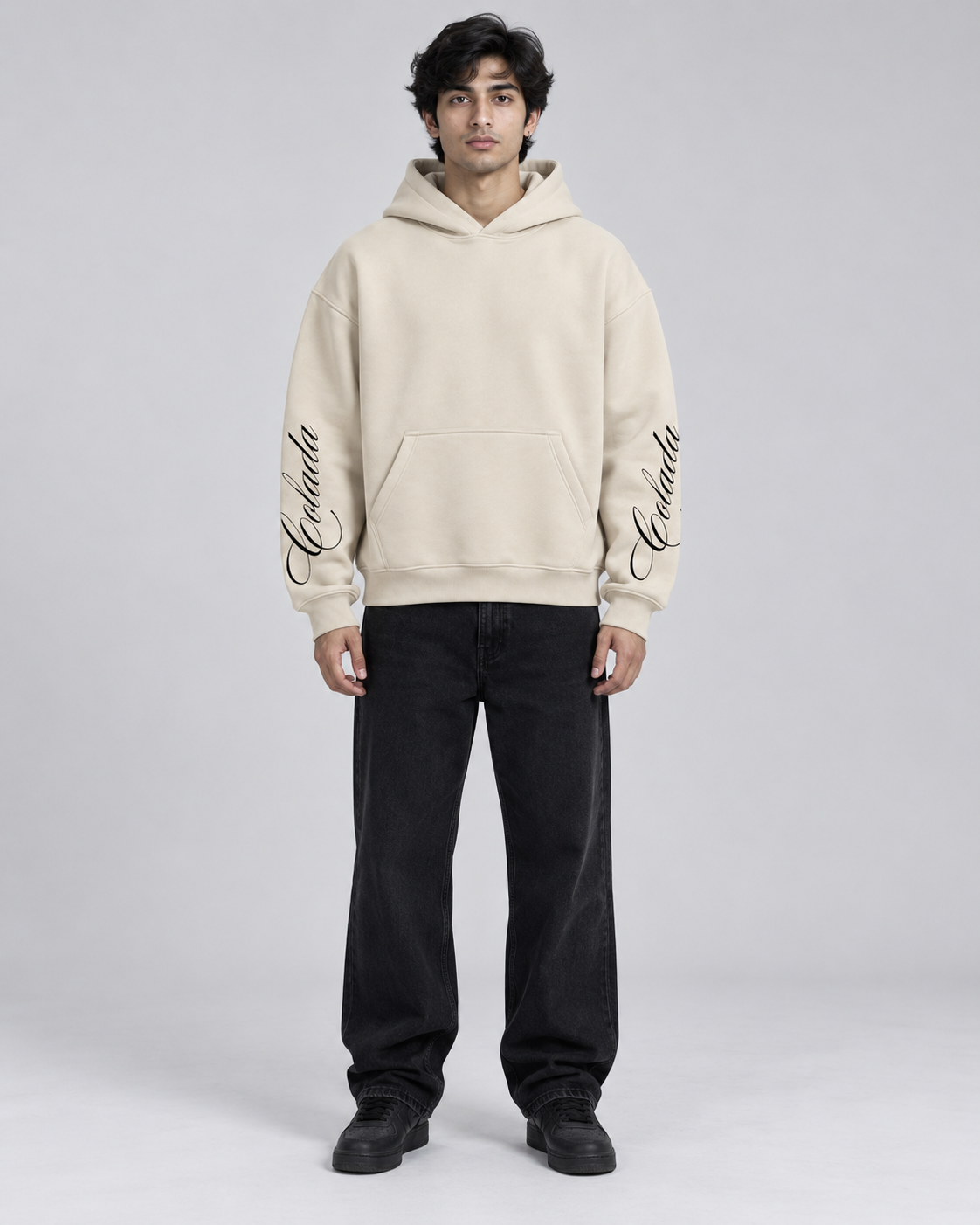 Wolves Creame Boxy Fit Hoodie