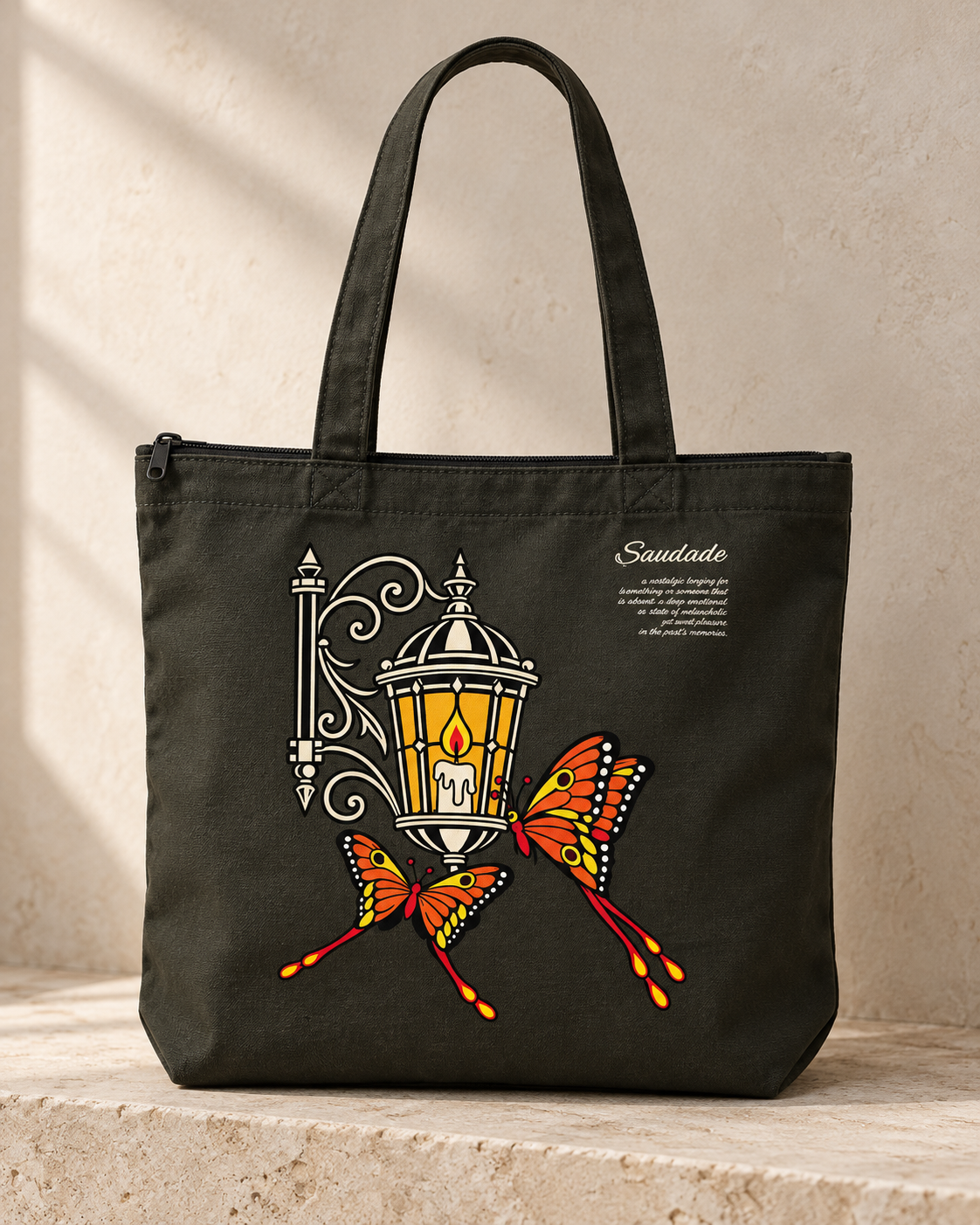Saudade Black Tote Bag