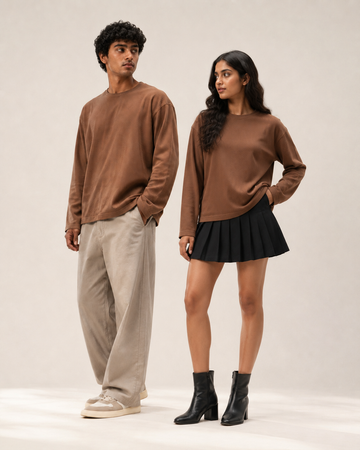 Pecan Brown Mini Waffle Boxy Tee