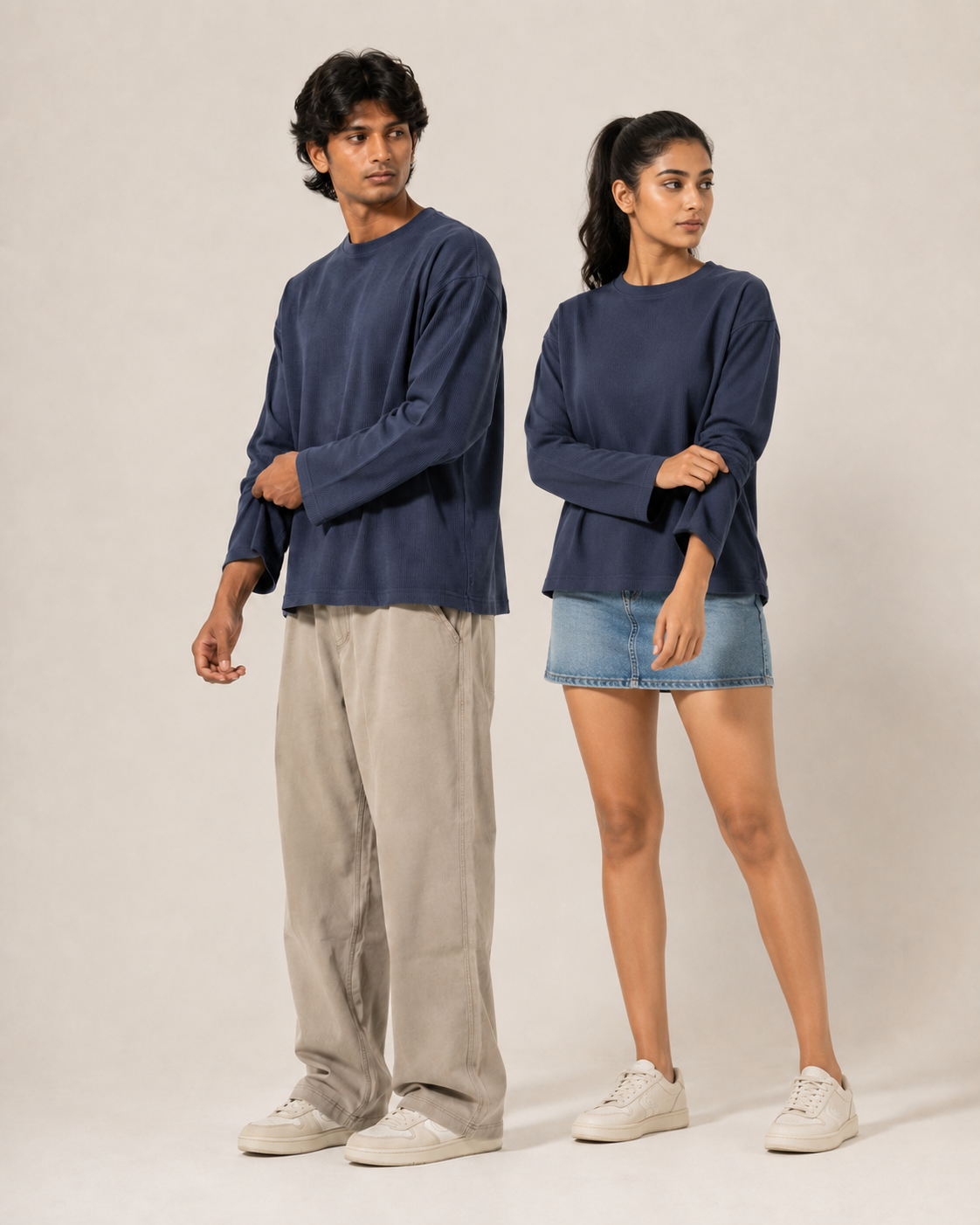Sailor Blue Mini Waffle Boxy Tee