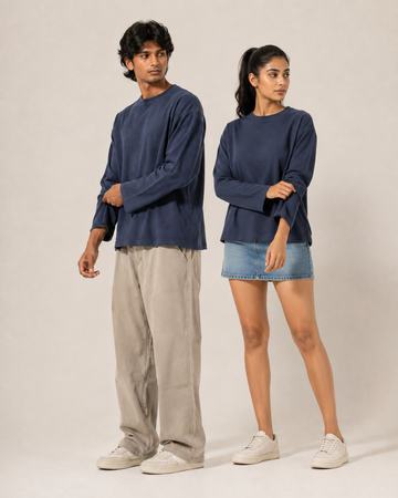 Sailor Blue Mini Waffle Boxy Tee