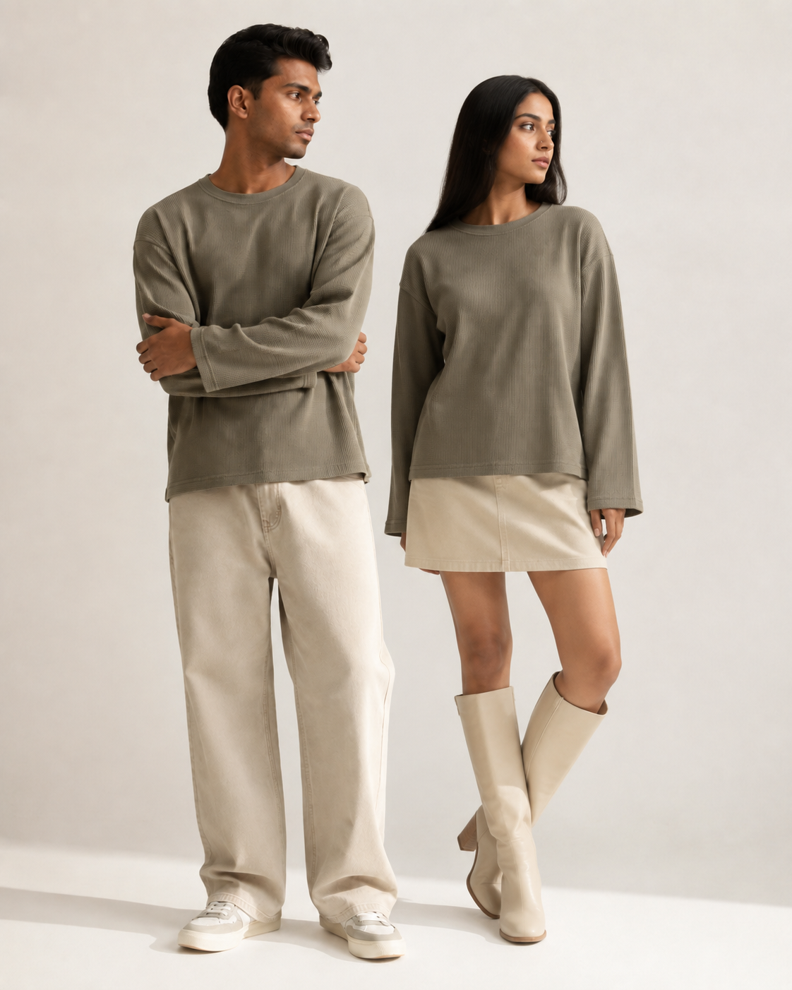 Trench Coat Mini Waffle Boxy Tee