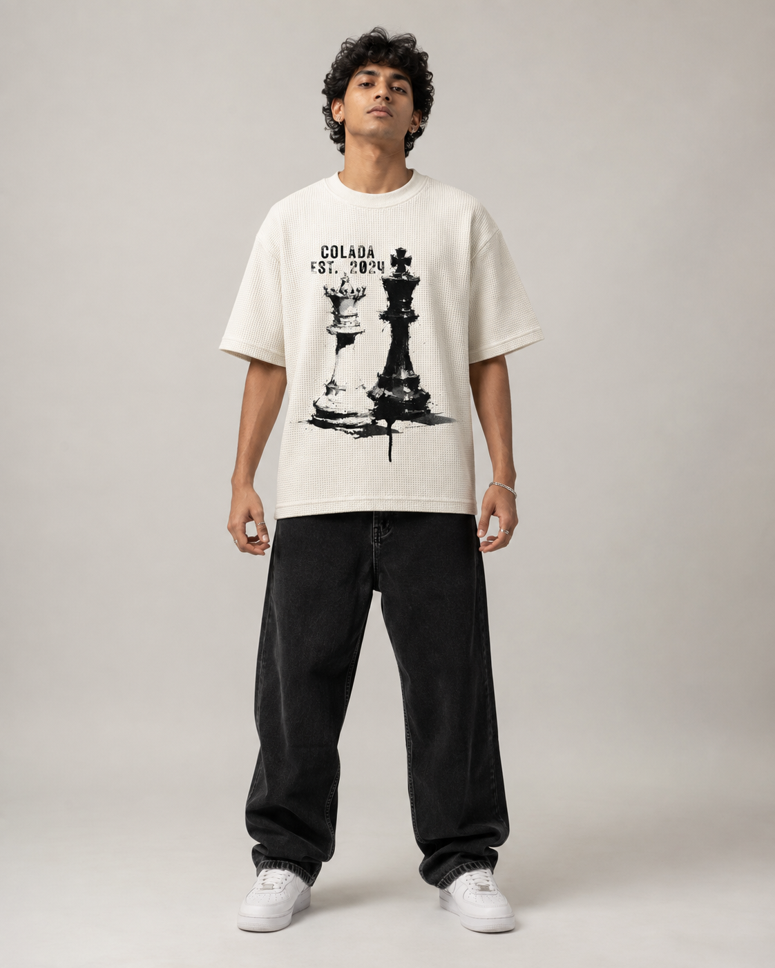 Check Mate Off White Waffle Tee