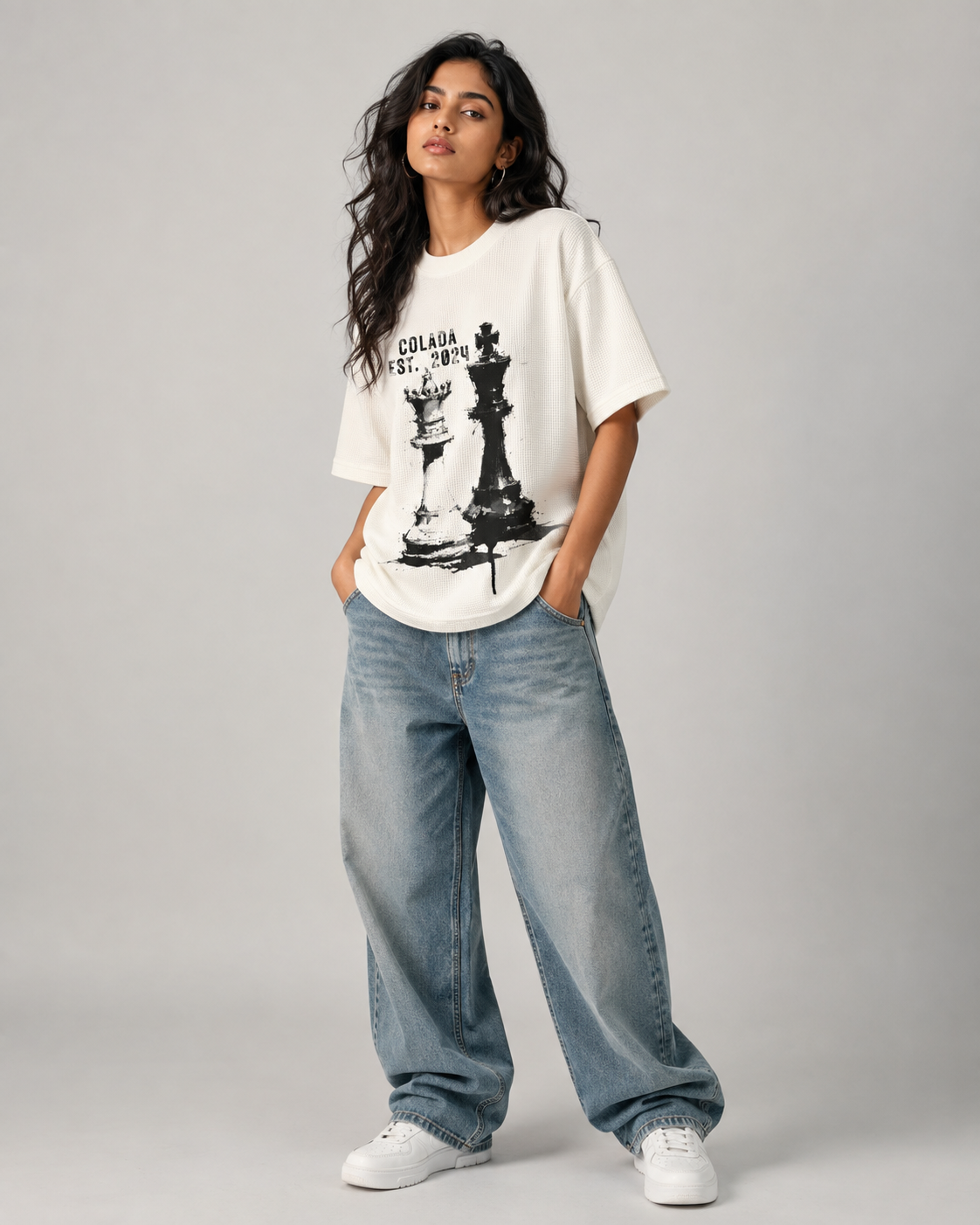 Check Mate Off White Waffle Tee