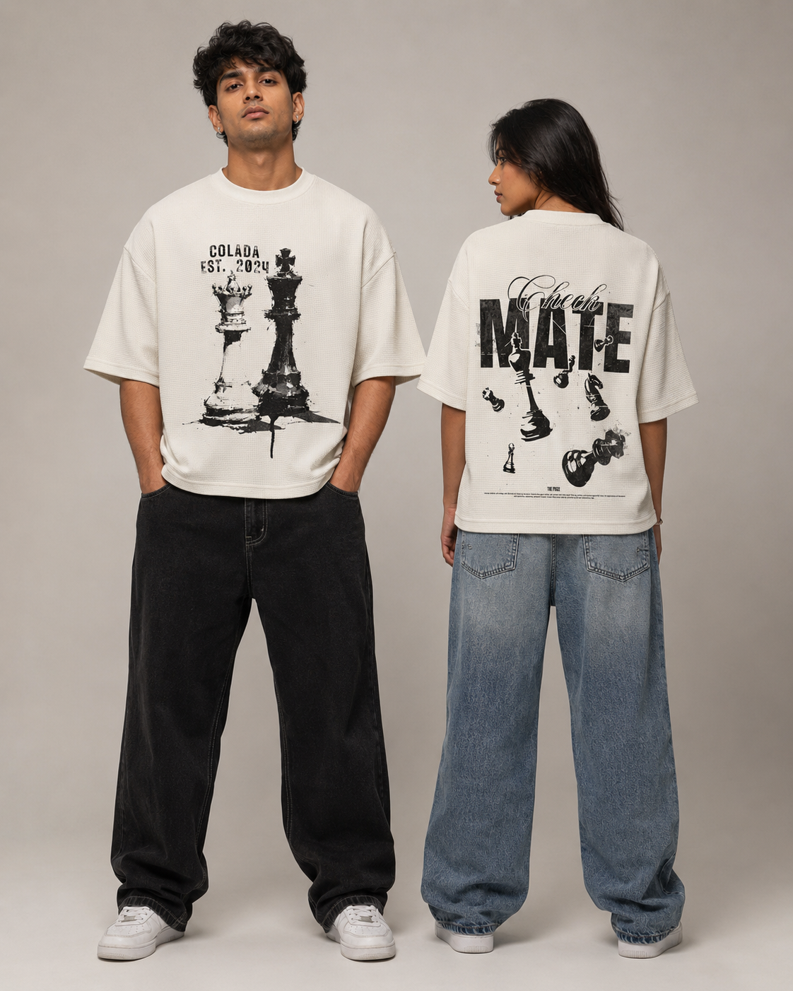 Check Mate Off White Waffle Tee