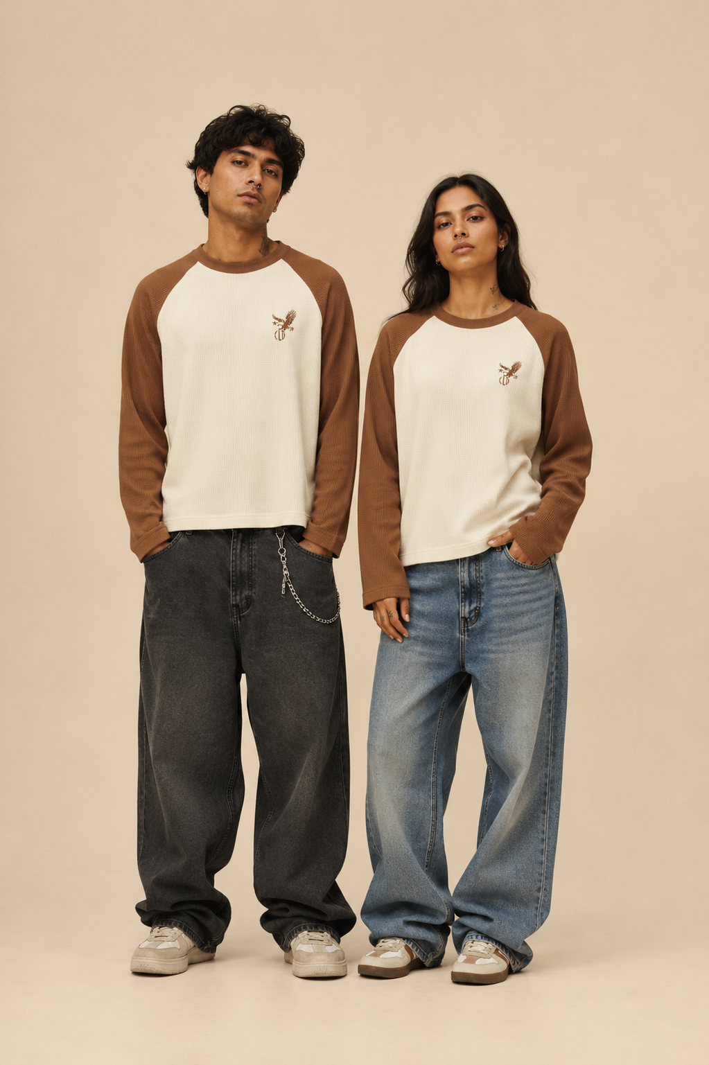 Unknown Brown Raglan Waffle Tee