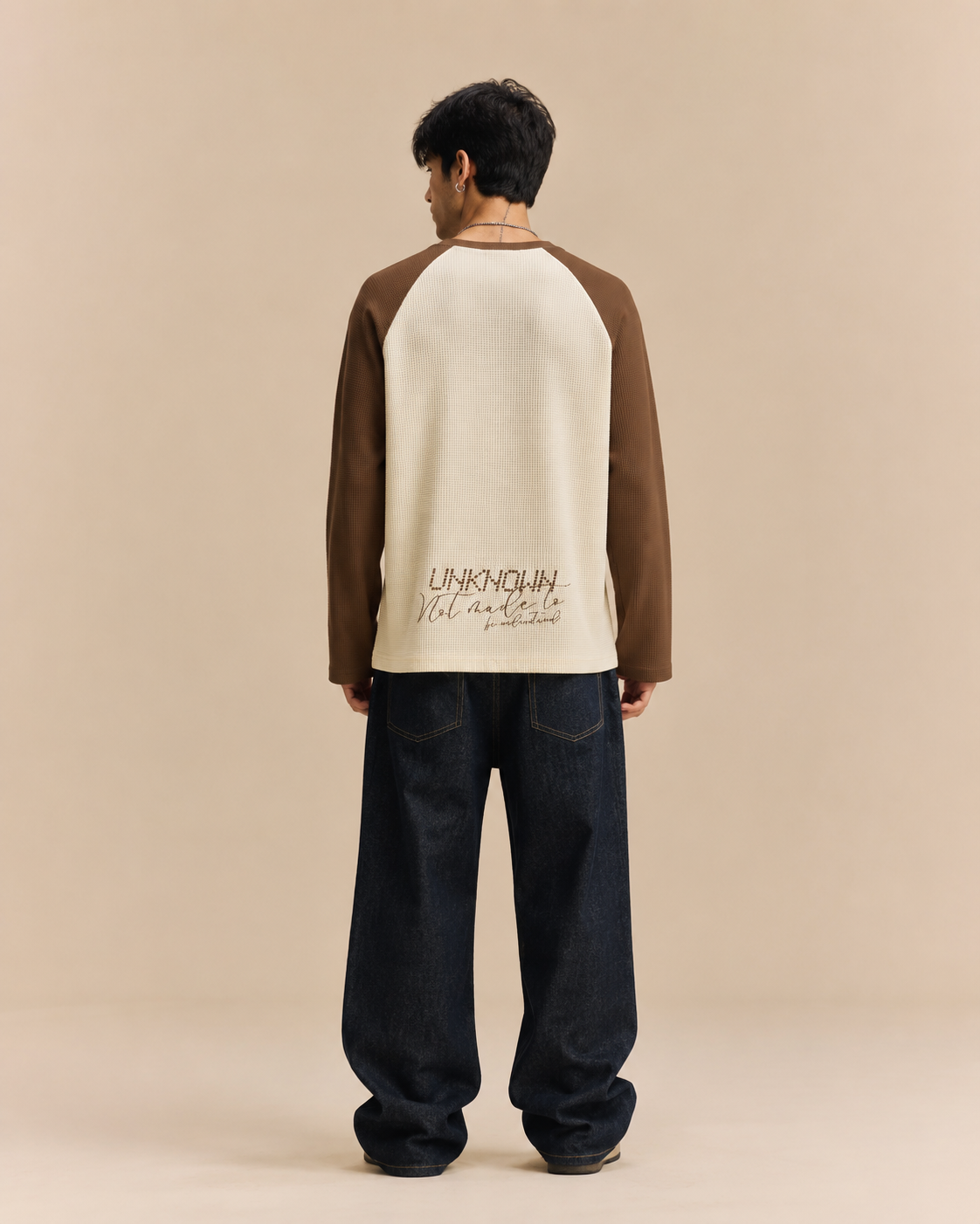 Unknown Brown Raglan Waffle Tee