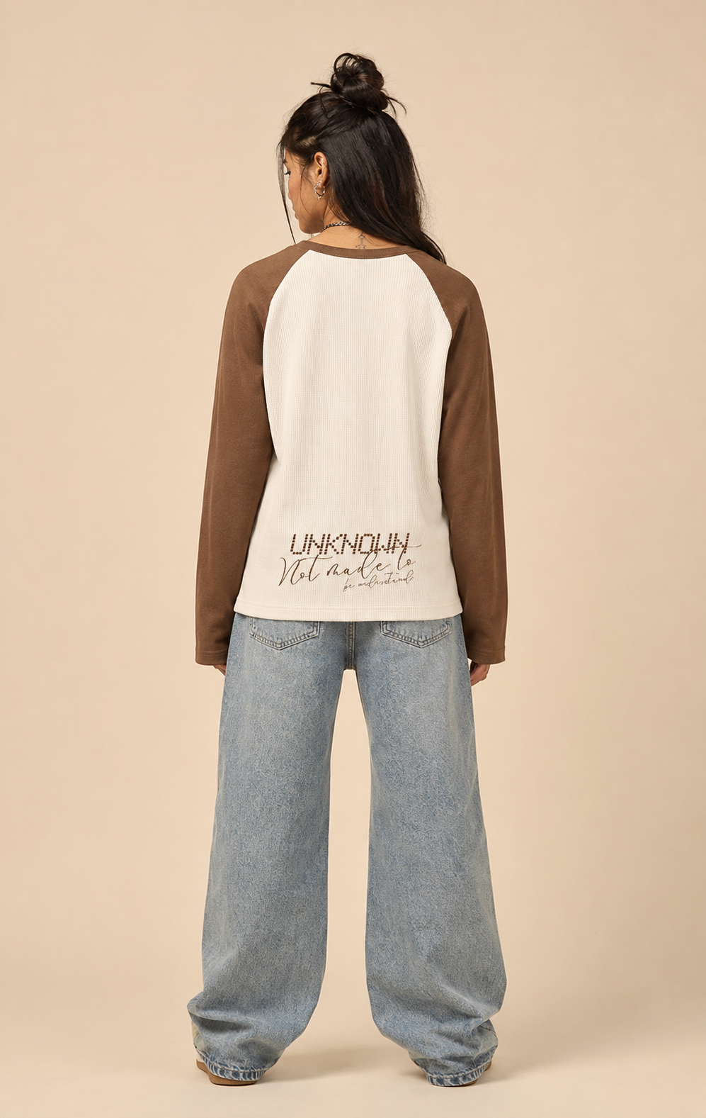 Unknown Brown Raglan Waffle Tee