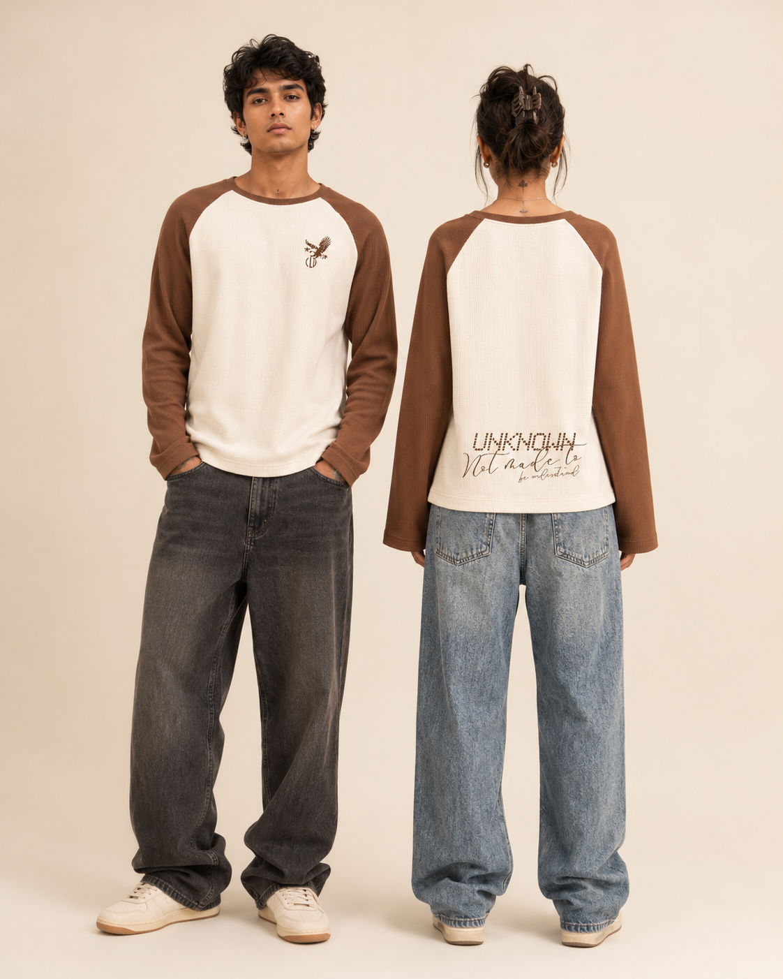 Unknown Brown Raglan Waffle Tee
