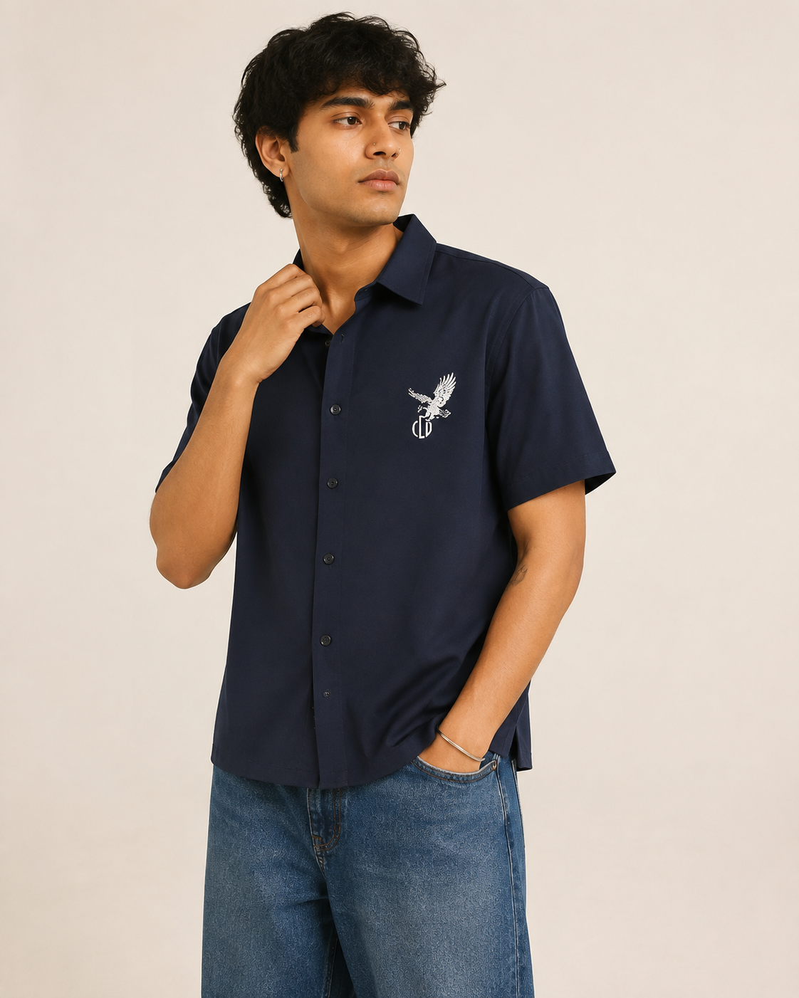 Navy Blue Boxy Shirt