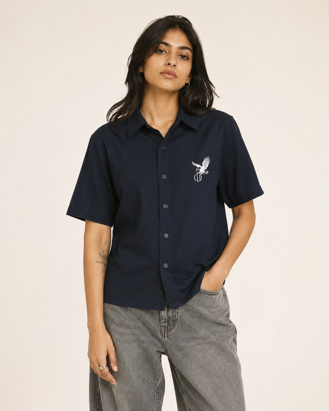 Navy Blue Boxy Shirt