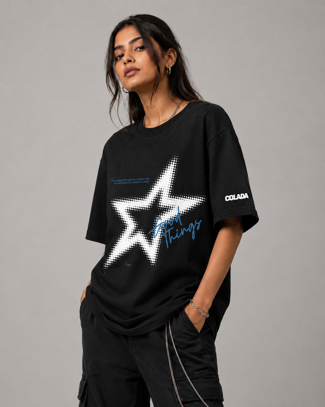 Good Things Black Oversized Tee