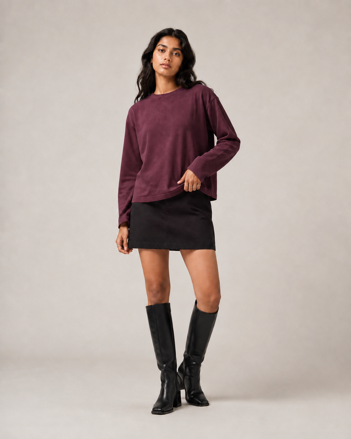 Port Royal Mini Waffle Boxy Tee