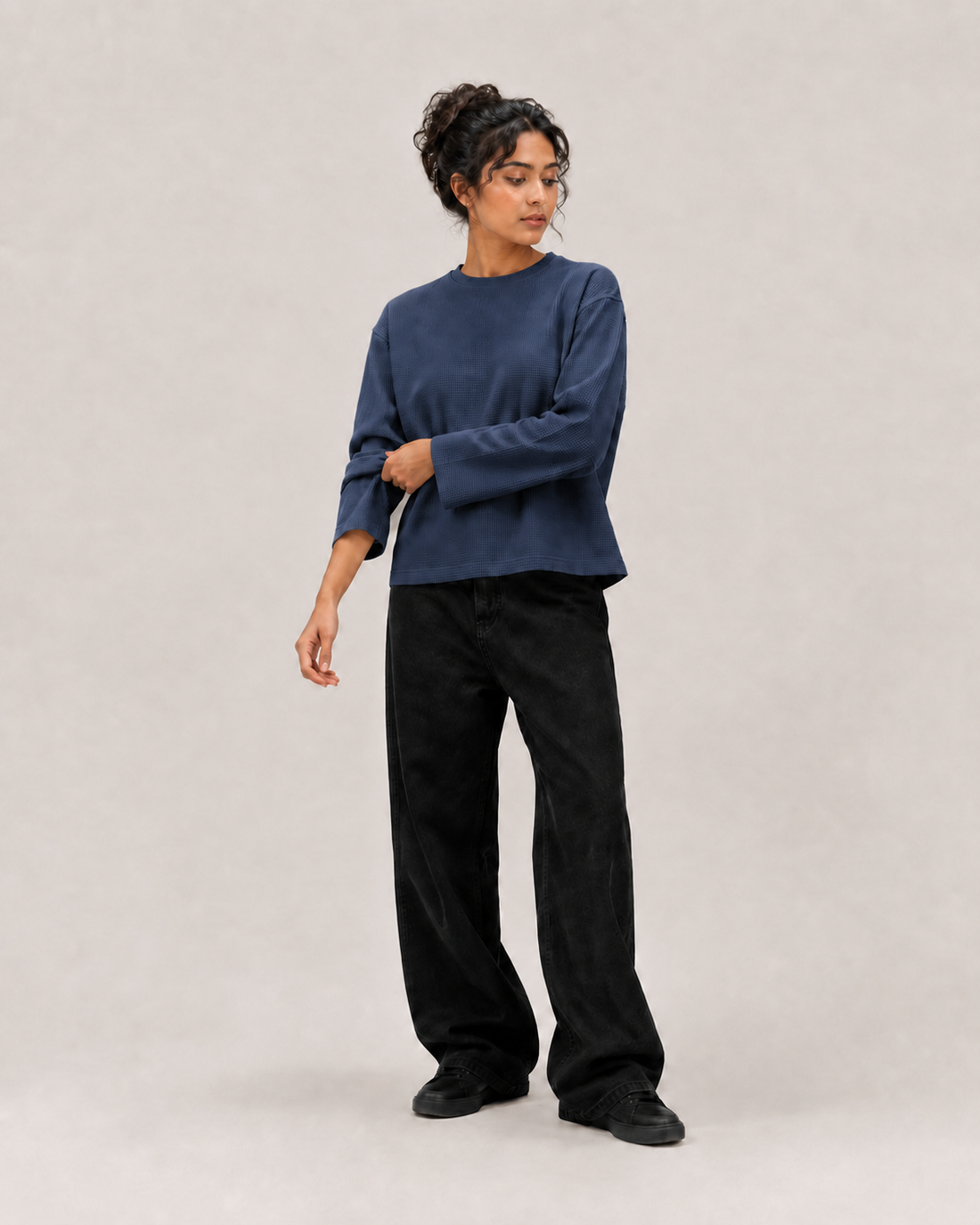 Sailor Blue Mini Waffle Boxy Tee