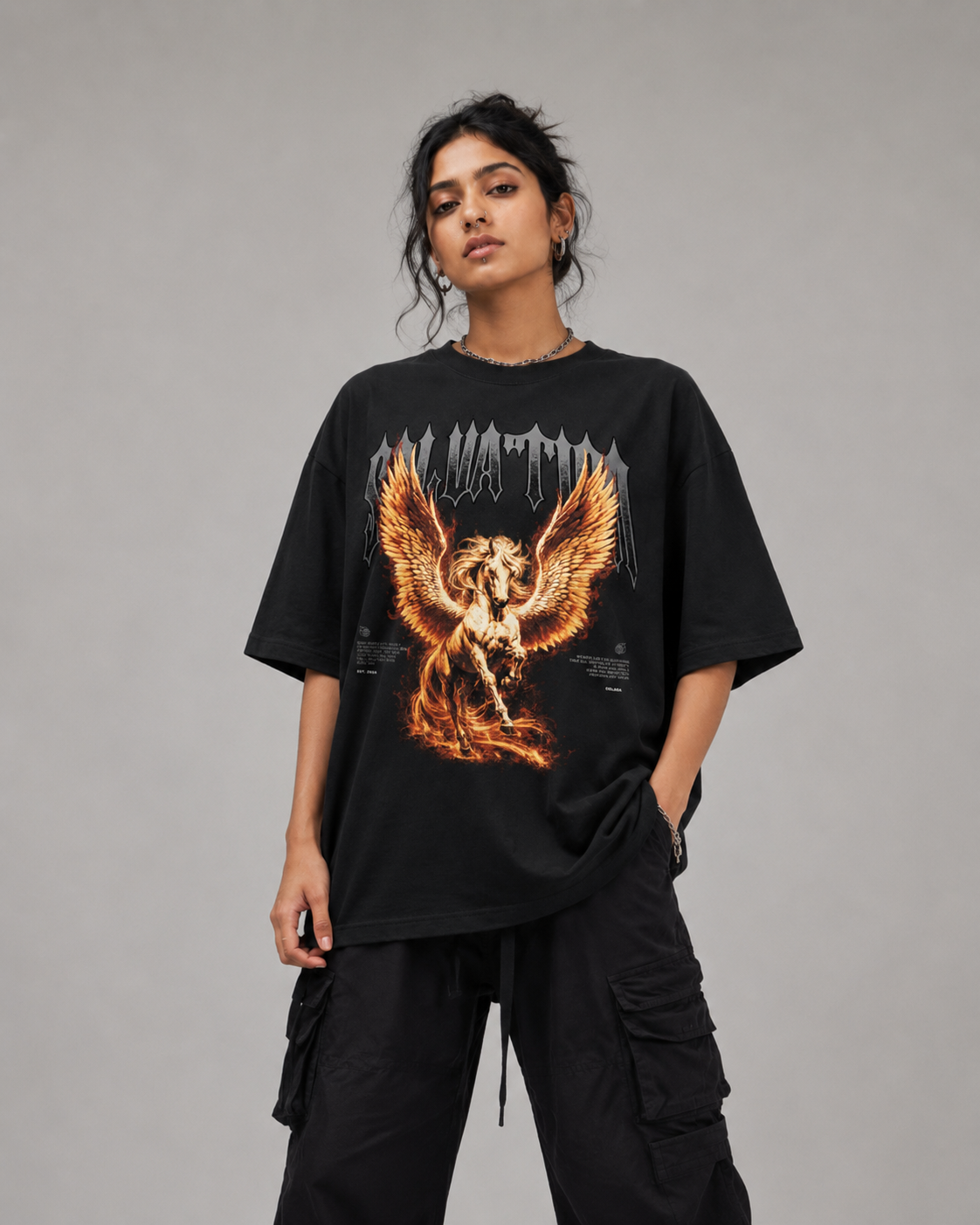 Salvation Black Oversized Tee