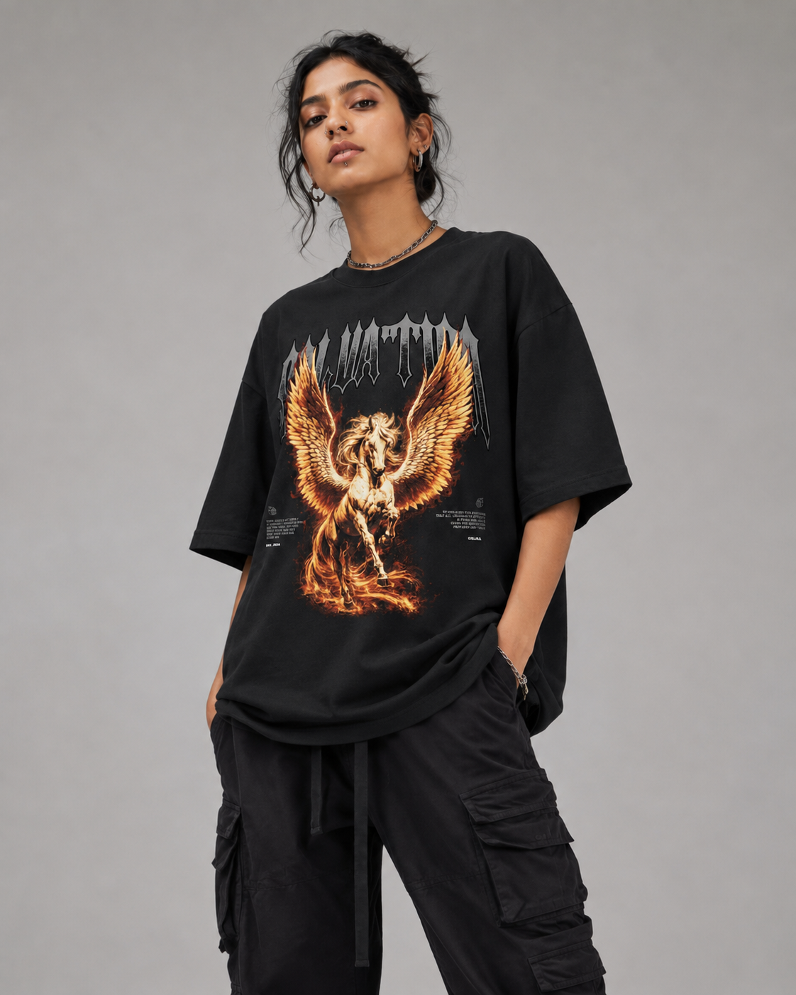 Salvation Black Oversized Tee