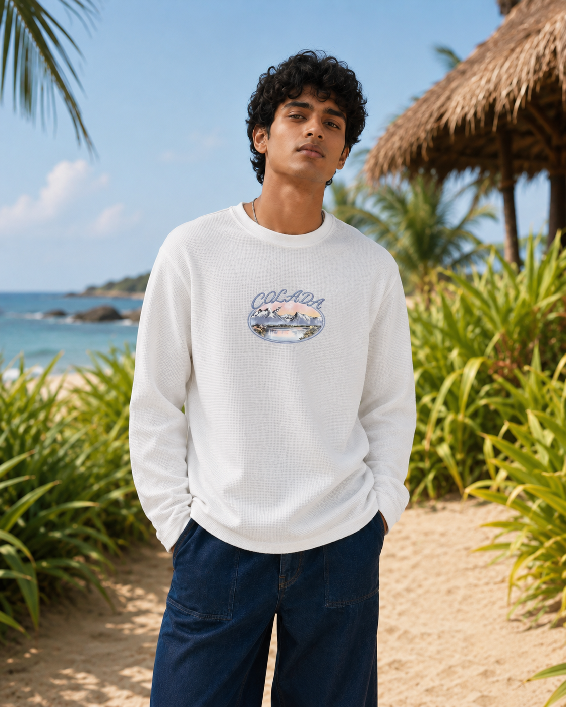 Island  — White Waffle Knite Boxy Tee