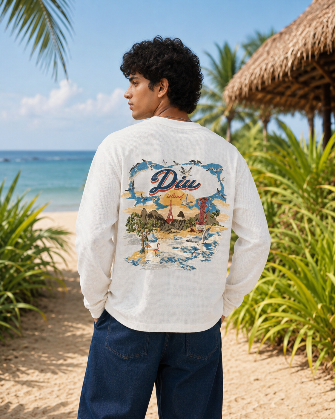 Island  — White Waffle Knite Boxy Tee