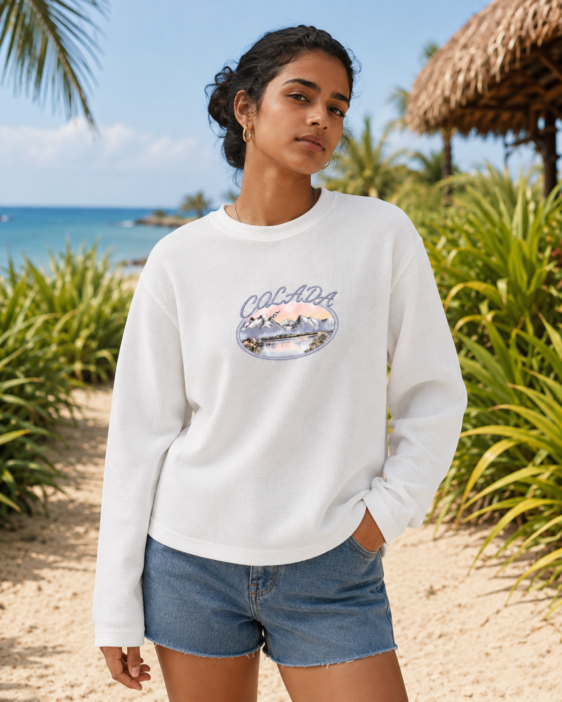Island  — White Waffle Knite Boxy Tee