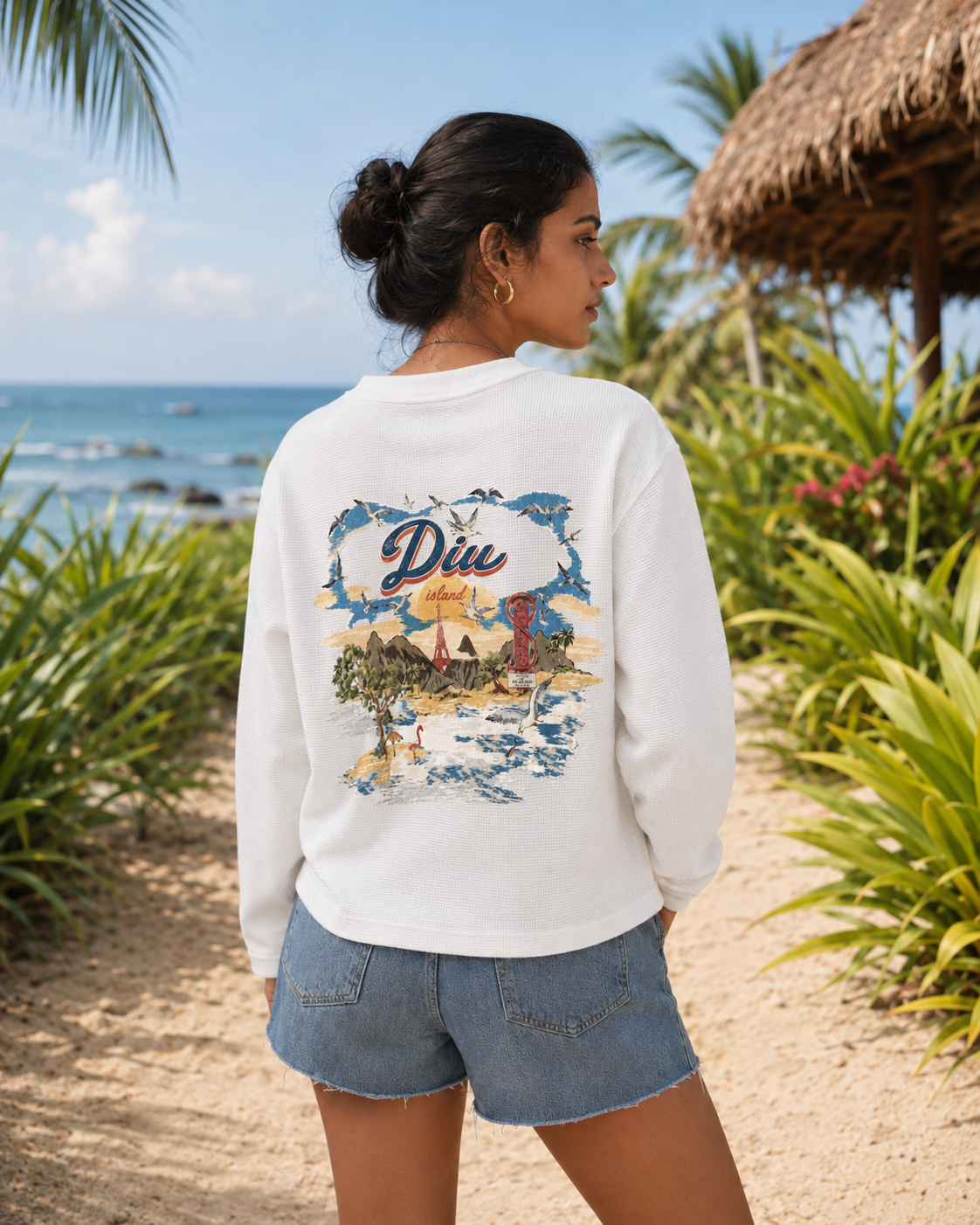 Island  — White Waffle Knite Boxy Tee